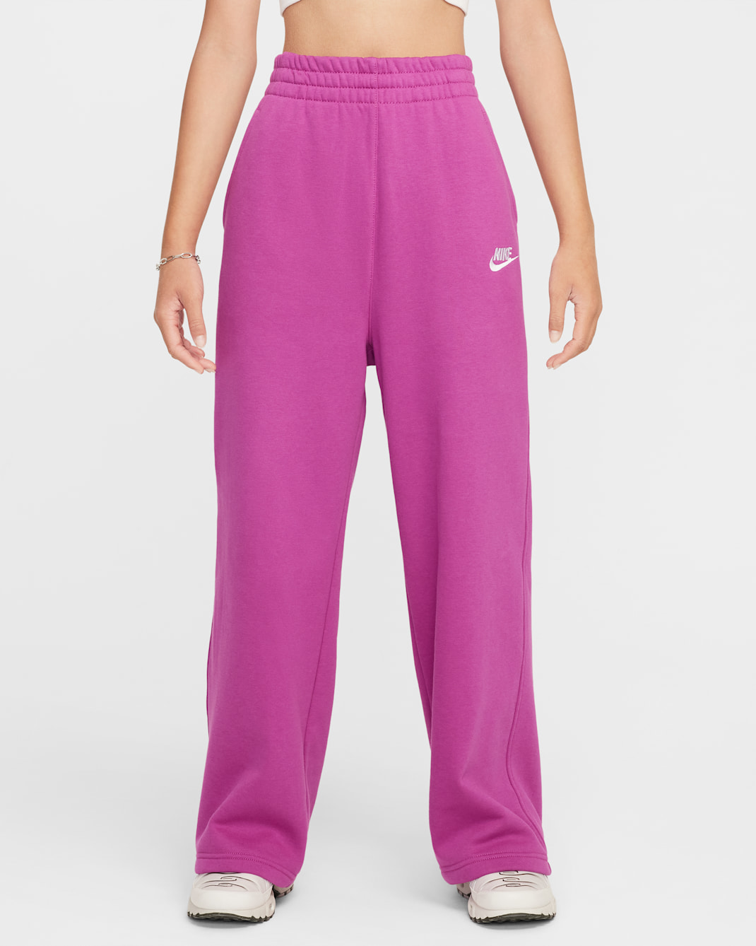 Pants de pierna ancha para niña Nike Sportswear Club Fleece - Fucsia cálido/Fucsia cálido/Fucsia cálido/Blanco