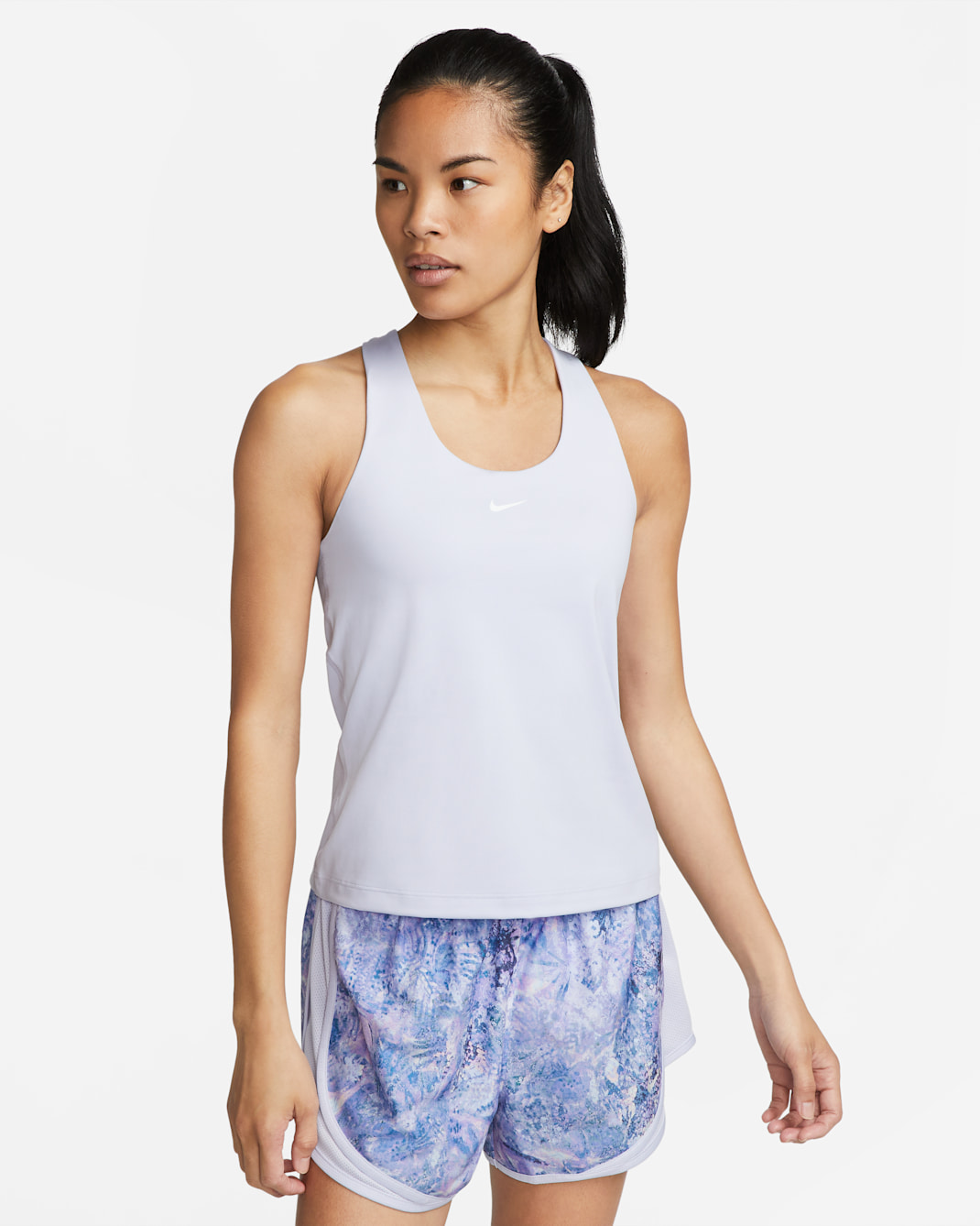 Nike Swoosh 女款中度支撐型襯墊運動內衣背心 - Oxygen Purple/Oxygen Purple/白色