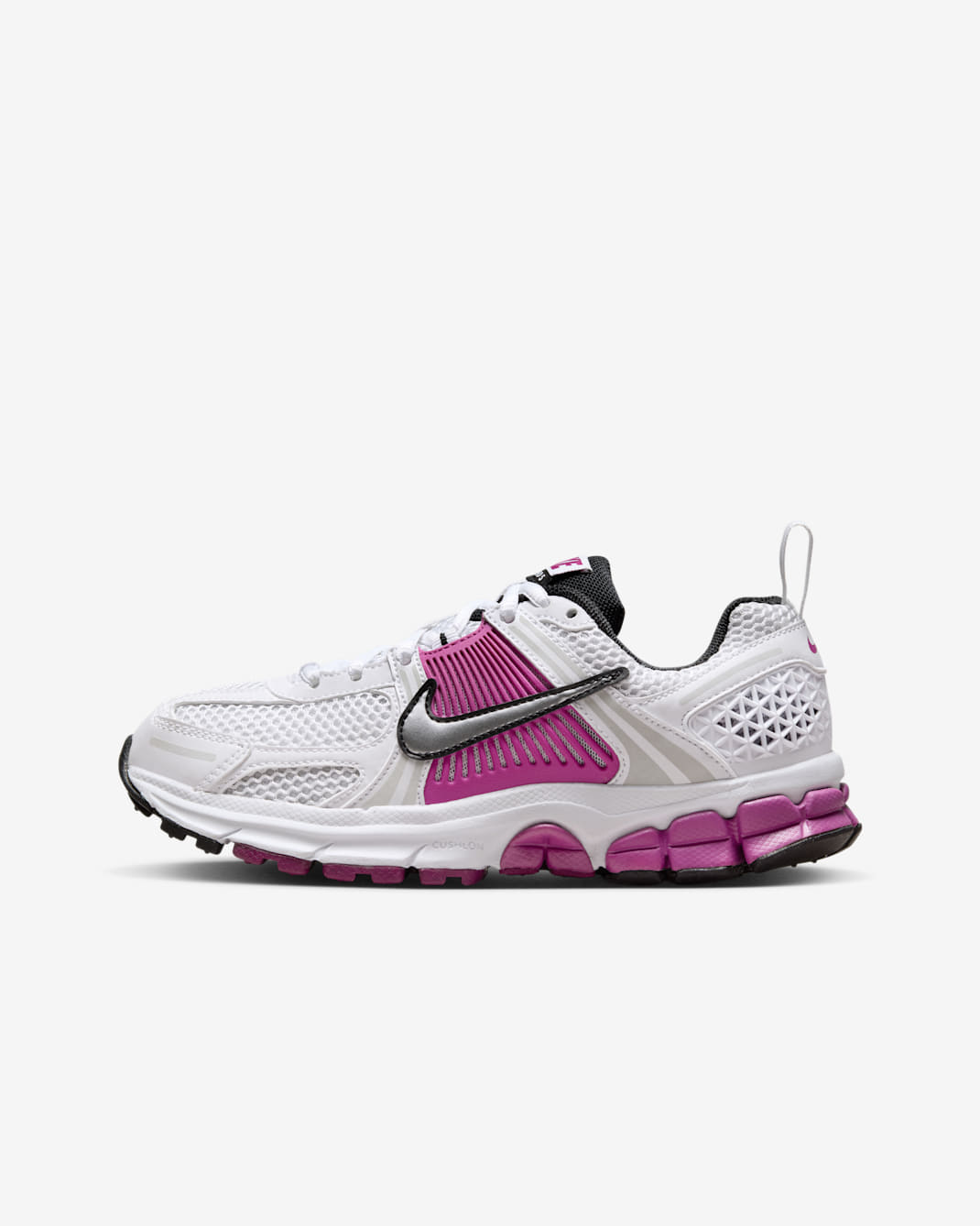 Nike Vomero 5 Older Kids' Shoes with Reflective Design Accents - White/Pure Platinum/Hot Fuchsia/Metallic Platinum