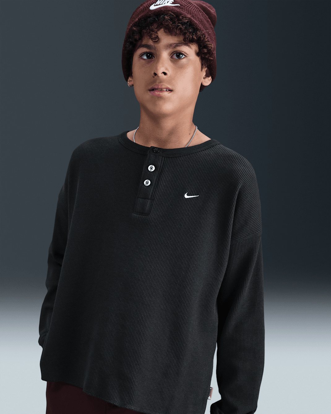 Koszulka z długim rękawem dla dużych dzieci Nike Sportswear Metro Ground - Czerń/Biel
