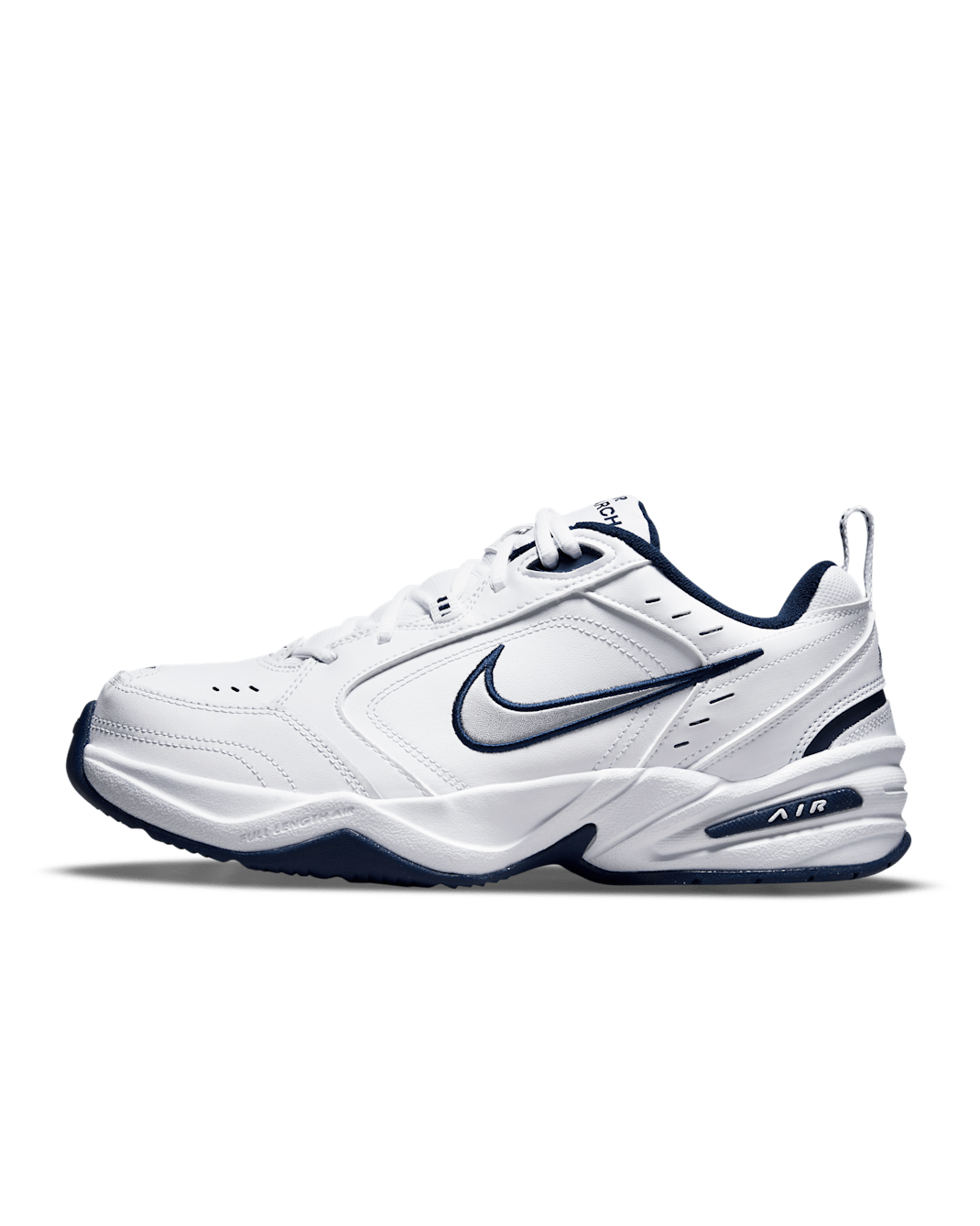 Nike Air Monarch IV Men's Workout Shoes (Extra Wide) - White/Midnight Navy/White/Metallic Silver