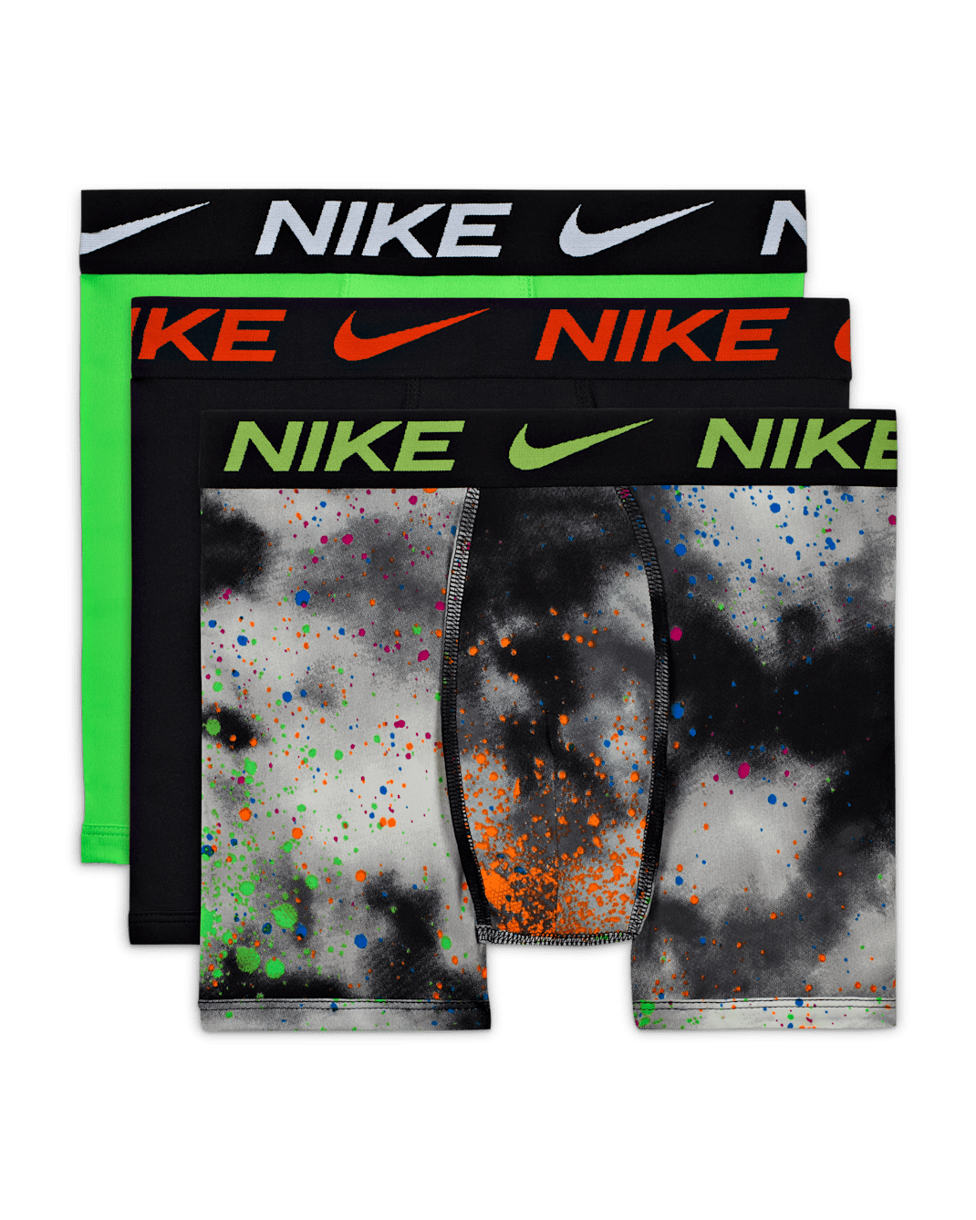 Nike Dri-FIT Essentials Big Kids' Printed Boxer Briefs (3-Pack) - Black