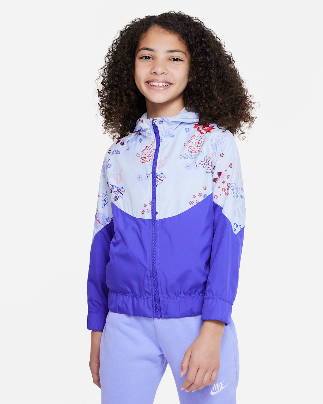 Nike Sportswear Icon Clash Windrunner Older Kids' (Girls') Jacket - Football Grey/Lapis/Lapis