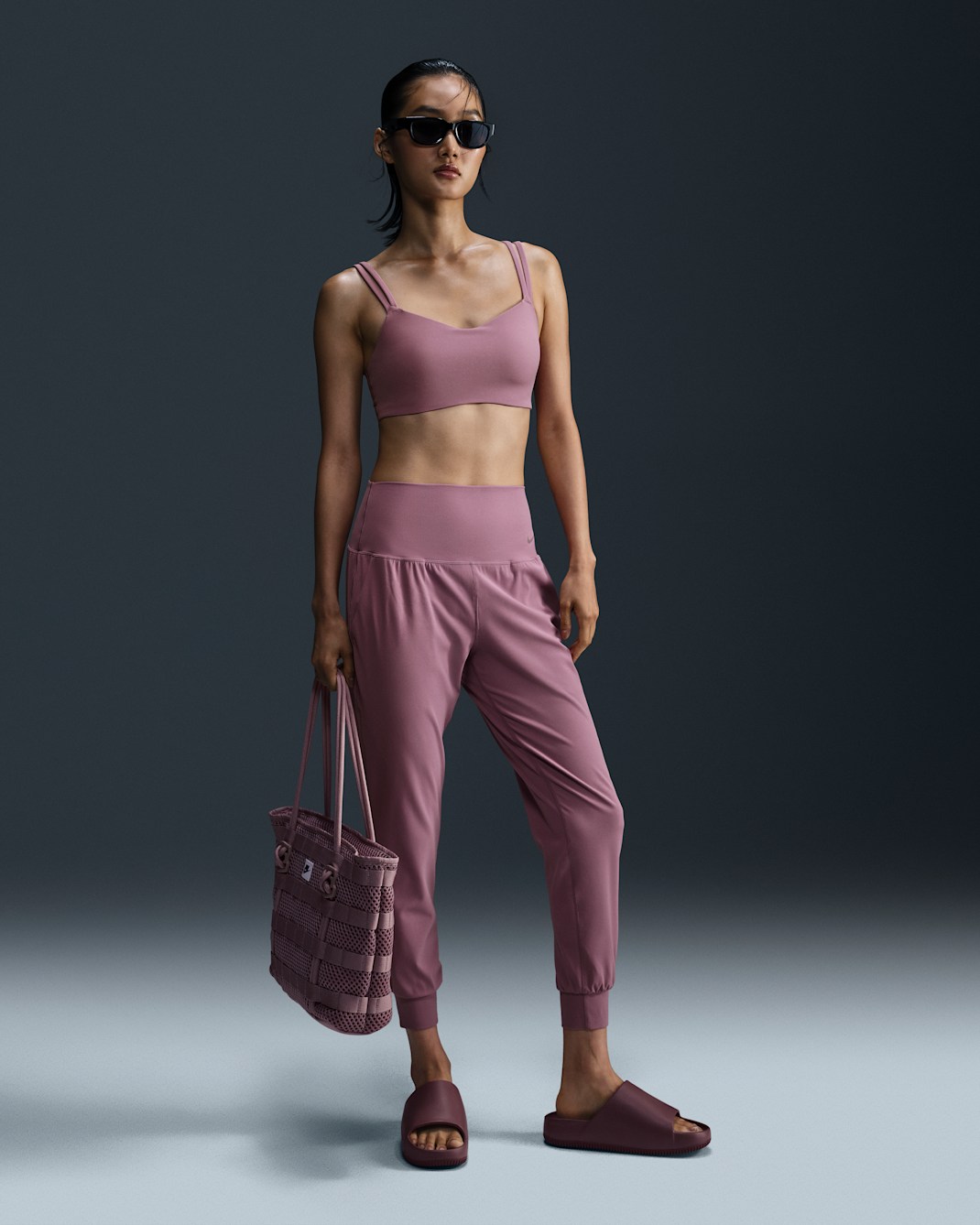 Nike Zenvy Women's Dri-FIT High-Waisted Joggers - Plum Dust/Black