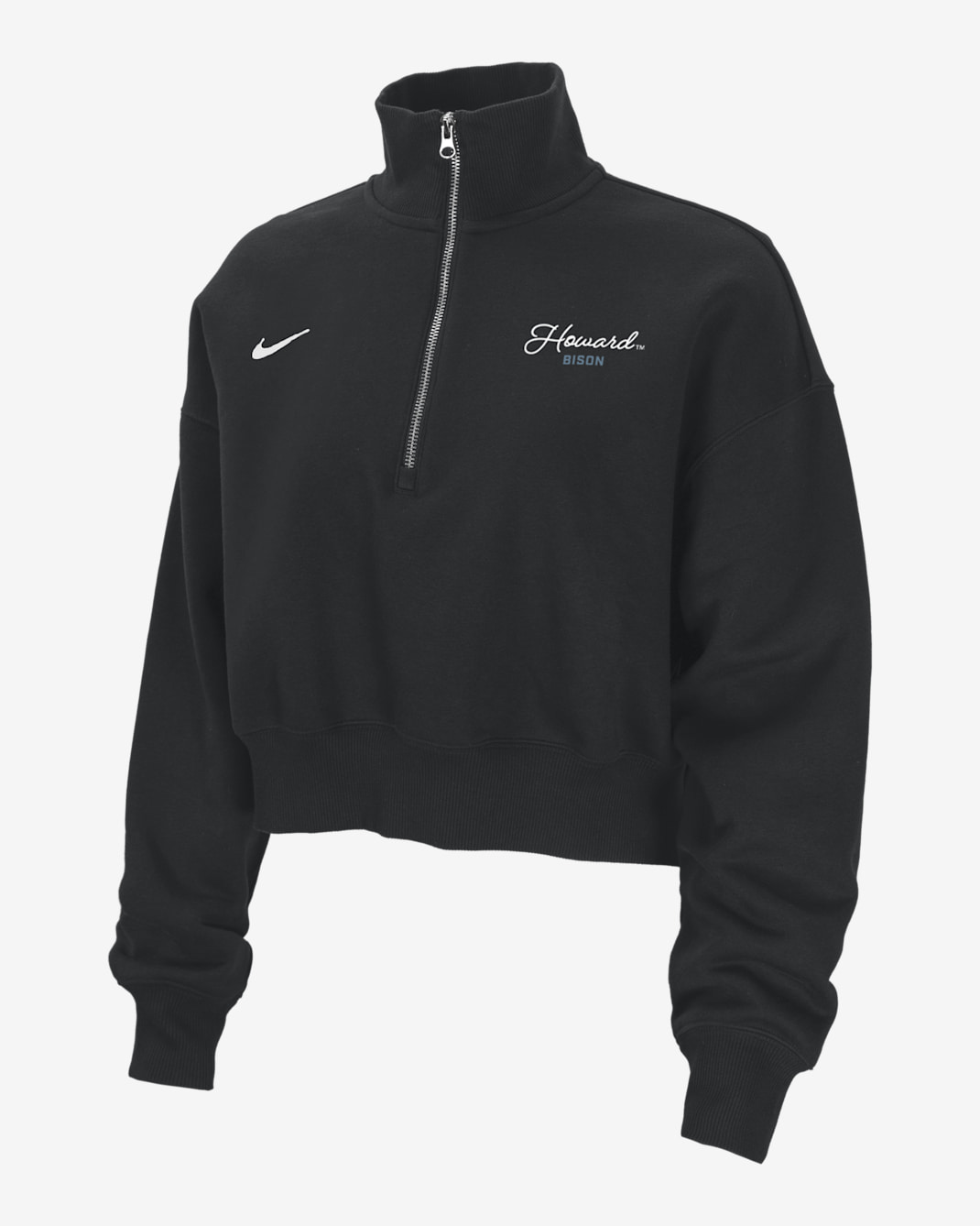 Nike College Phoenix Fleece (Howard University) Women's Cropped 1/4-Zip Pullover - Black