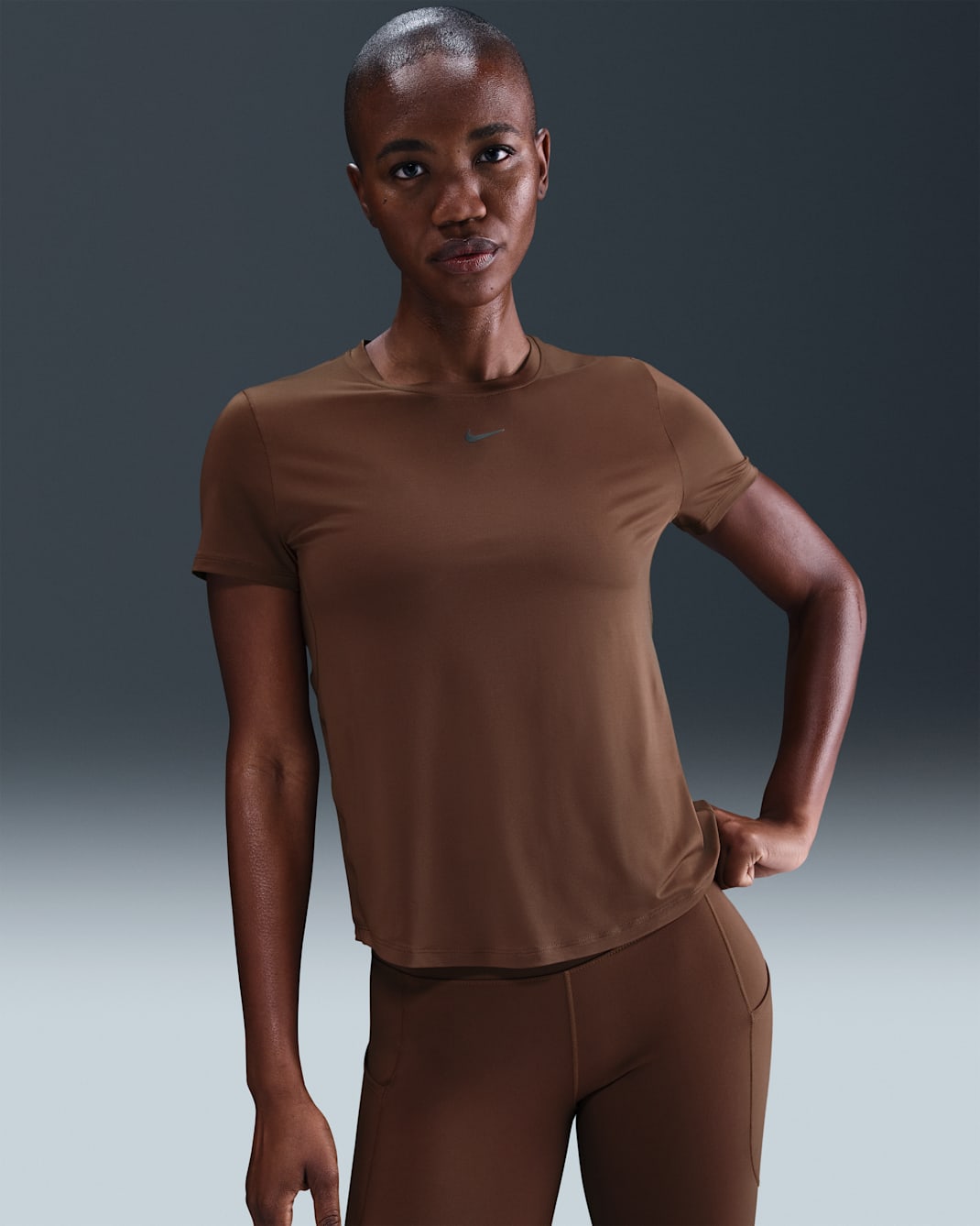 Nike One Classic Women's Dri-FIT Short-Sleeve Top - Fauna Brown/White