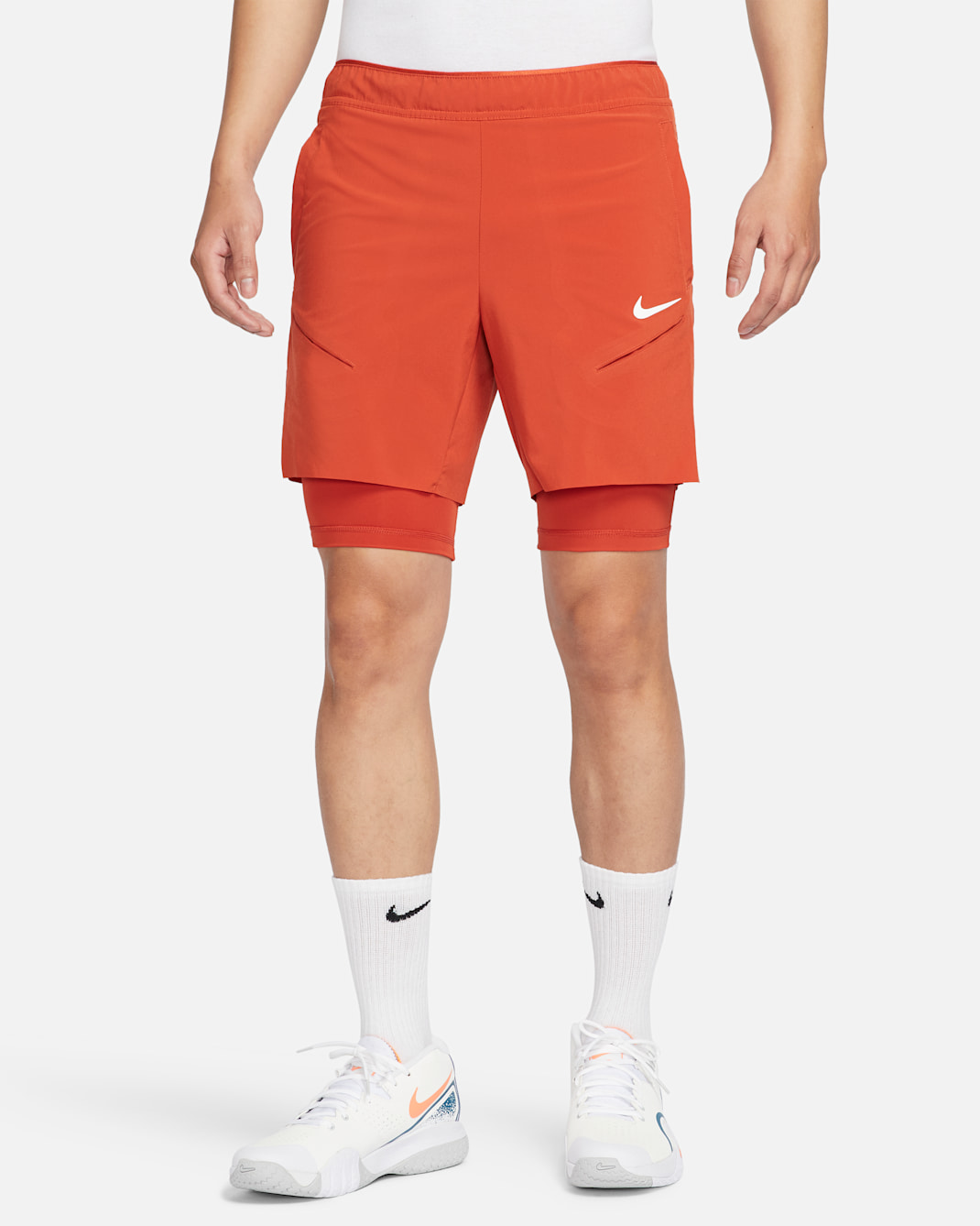 NikeCourt Slam Men's Dri-FIT Tennis Shorts - Rust Factor/Pink Quartz/White