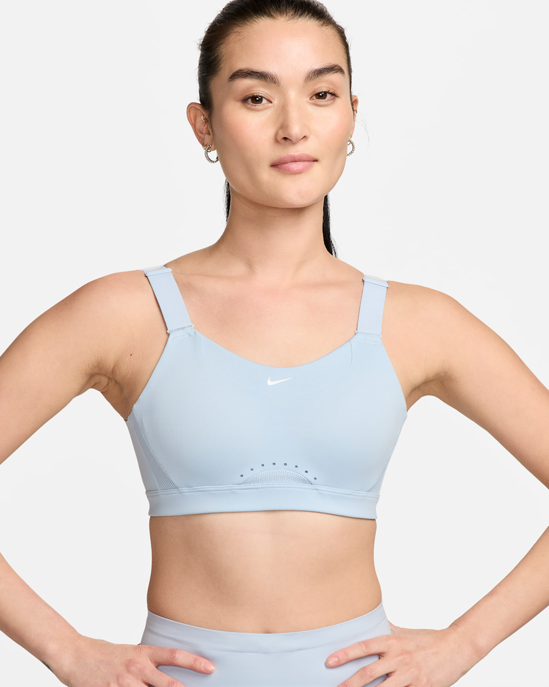 Nike Alpha 女款高度支撐型襯墊運動內衣 - Light Armory Blue/白色