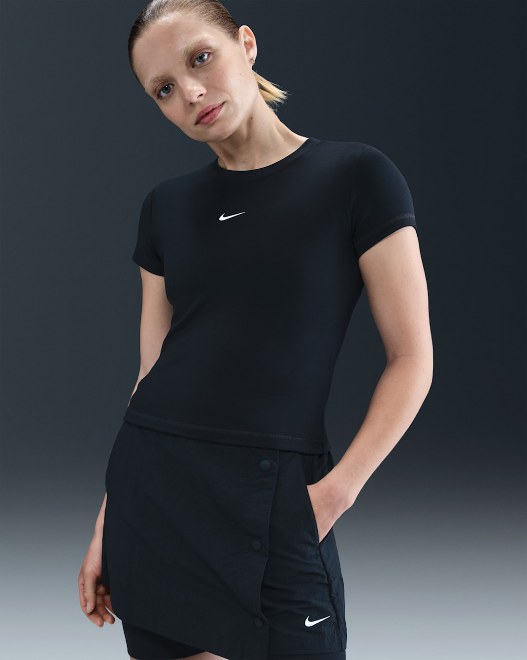 Top corto avvolgente Nike Sportswear – Donna - Nero/Green Shock