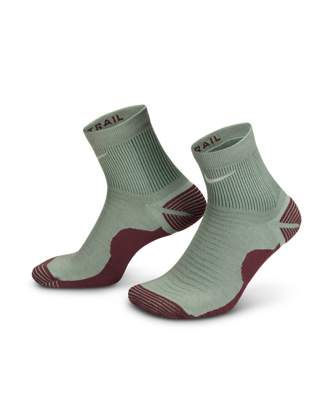Calcetines al tobillo para trail running (1 par) Nike - Verde arcilla/Burdeos enérgico/Abeto/Reflejo plata