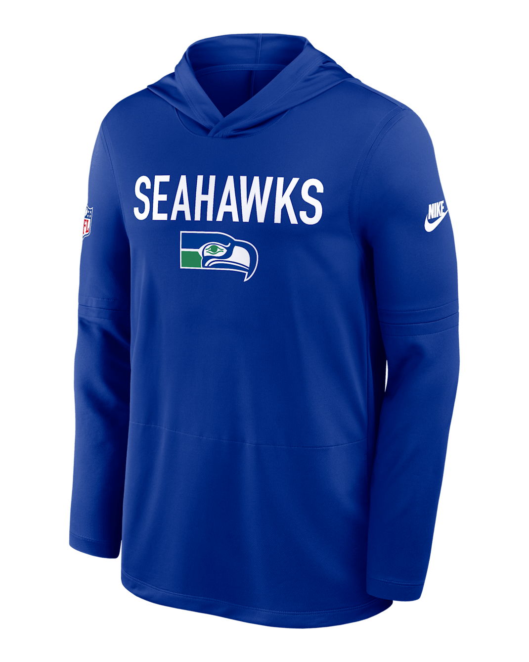 Playera de manga larga Nike Dri-FIT de la NFL con gorro para hombre Seattle Seahawks Pass Accuracy - Royal