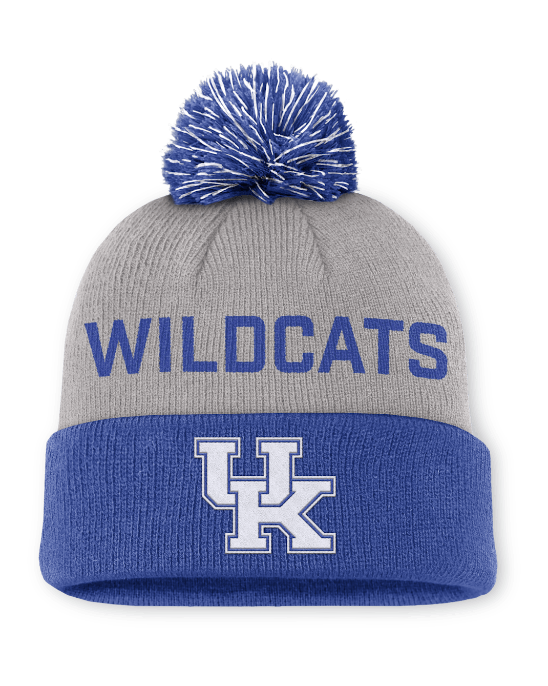 Kentucky Primetime Peak Men's Nike College Cuffed Pom Beanie - Grey