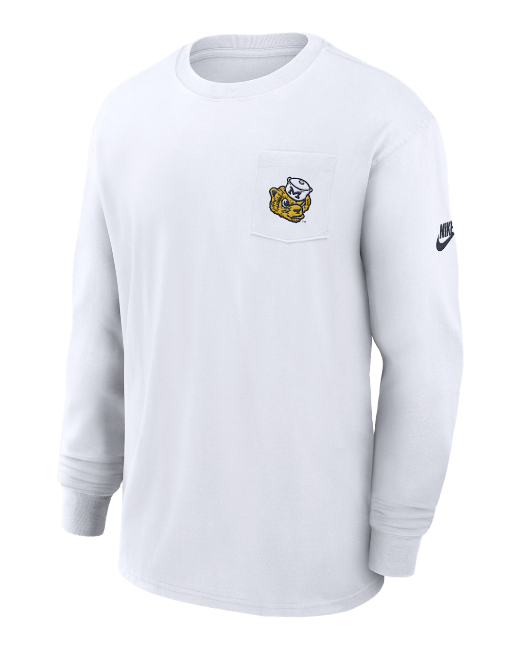 Michigan Wolverines Legacy Max90 Pocket Men's Nike College Long-Sleeve T-Shirt - White