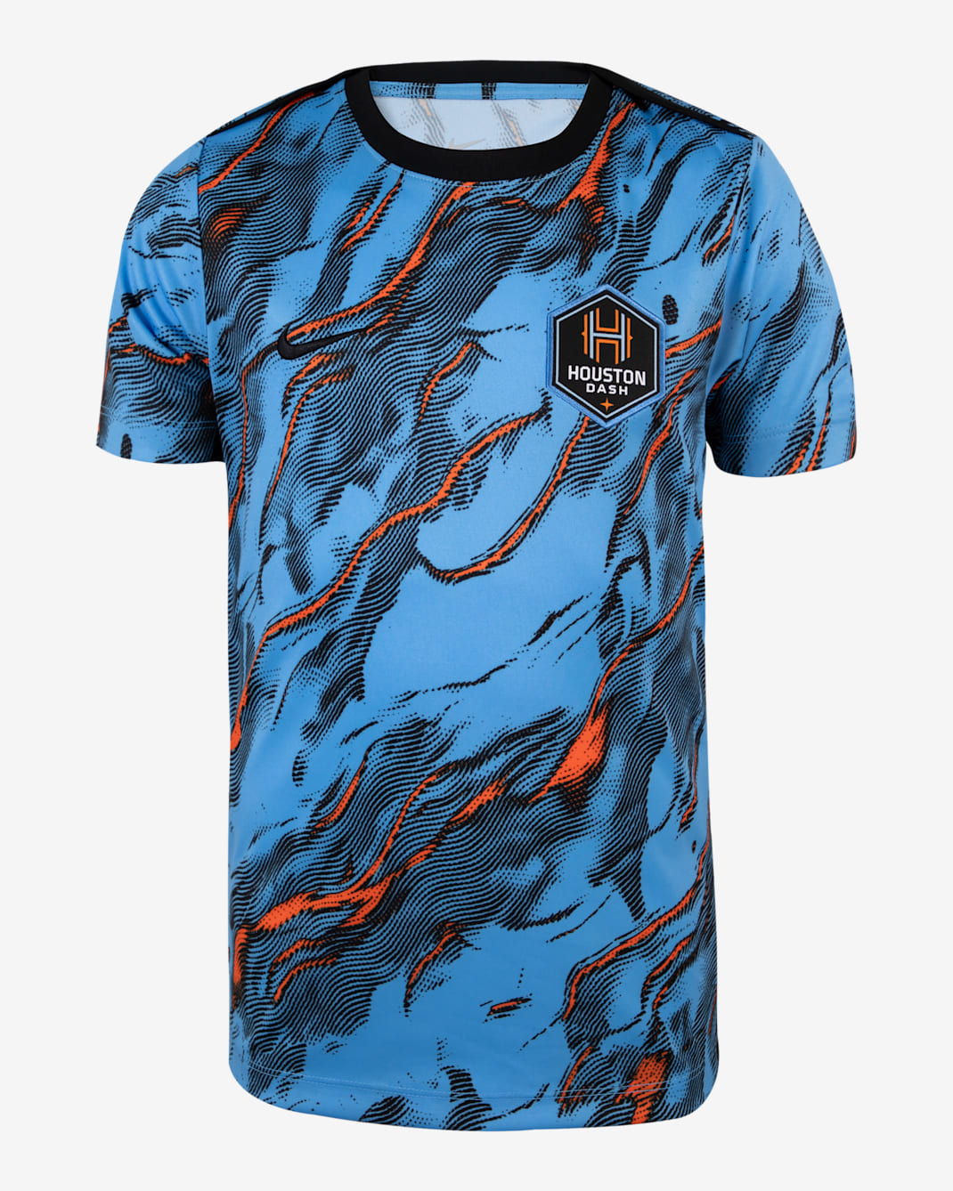 Houston Dash 2025 Big Kids' Nike NWSL Short-Sleeve Pre-Match Top - Burgundy Crush/Gym Red