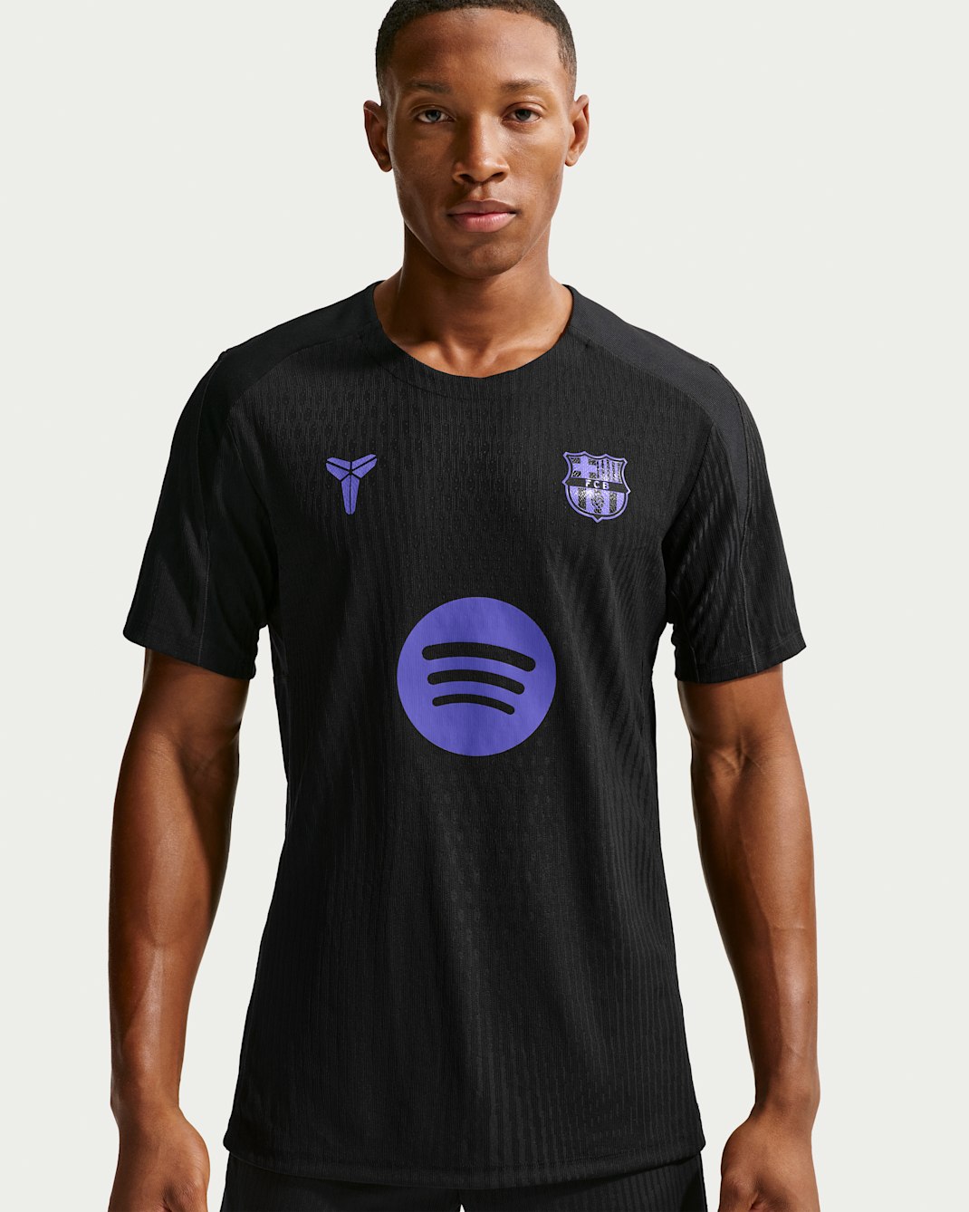 FC Barcelona Strike Elite (bortedrakt) Kobe Dri-FIT ADV strikket kortermet fotballtrøye til herre - Svart/Persian Violet