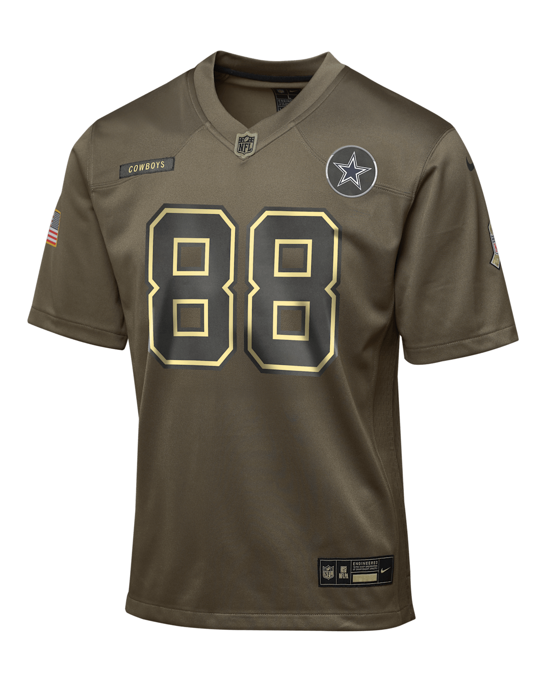 Jersey para niños talla grande Nike de la NFL Game de CeeDee Lamb de los Dallas Cowboys Salute to Service - Oliva