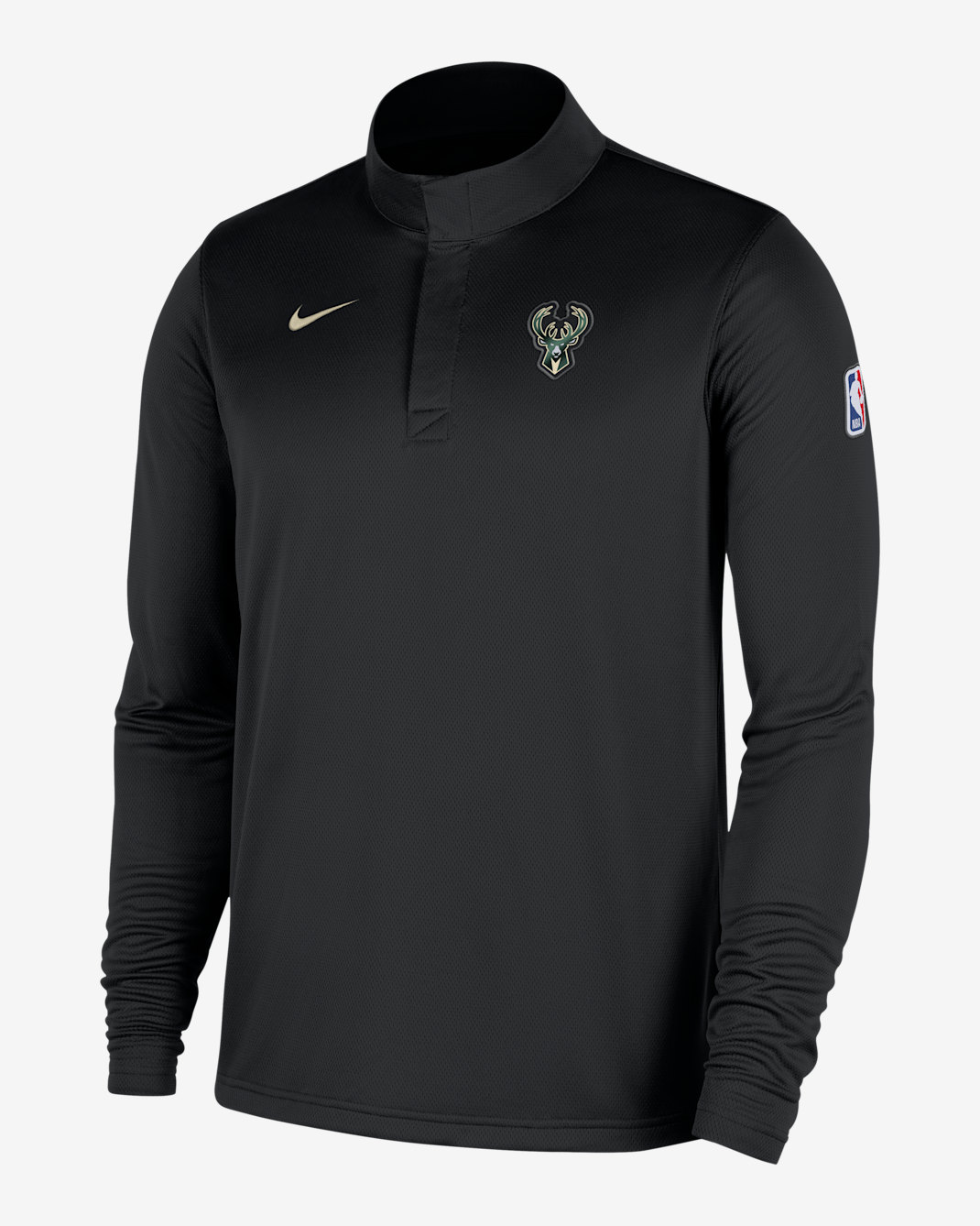 Milwaukee Bucks Men's Nike Dri-FIT NBA 1/4-Zip Long-Sleeve Top - Black/Flat Opal