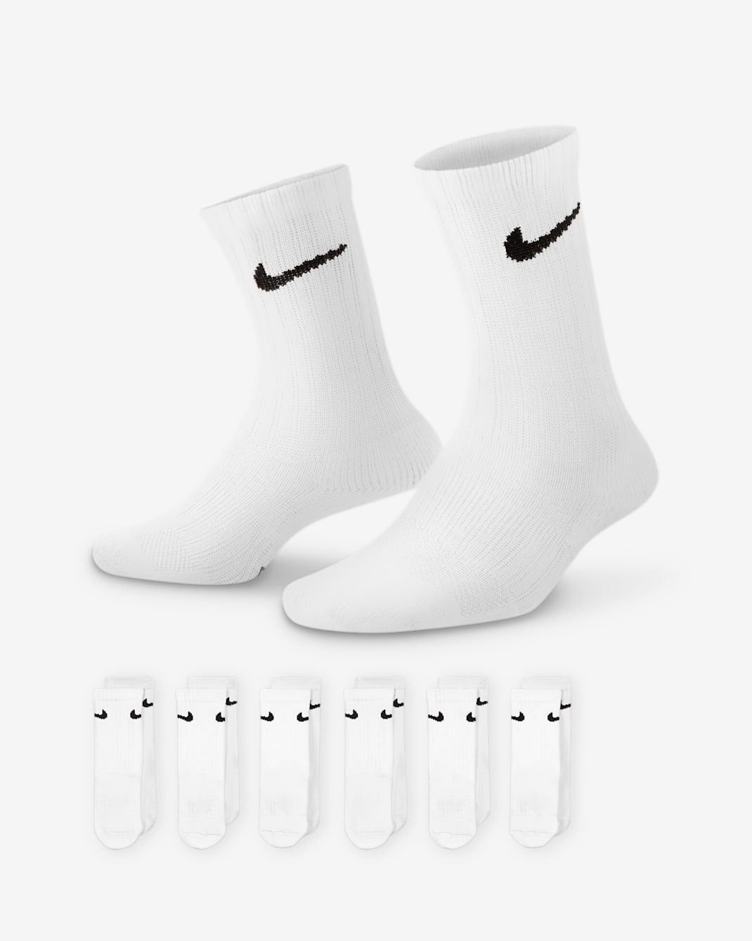 Nike Dri-FIT Performance Basics Big Kids' Crew Socks (6 Pairs) - White