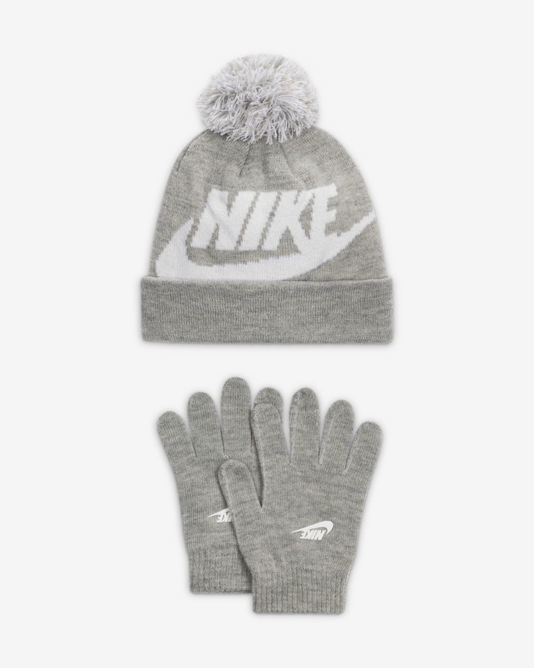 Nike Younger Kids' 2-Piece Beanie and Gloves Set - Dark Grey Heather