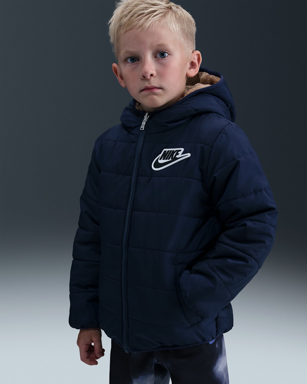 Nike Reversible Fill/Sherpa Jacket Little Kids Jacket - Midnight Navy