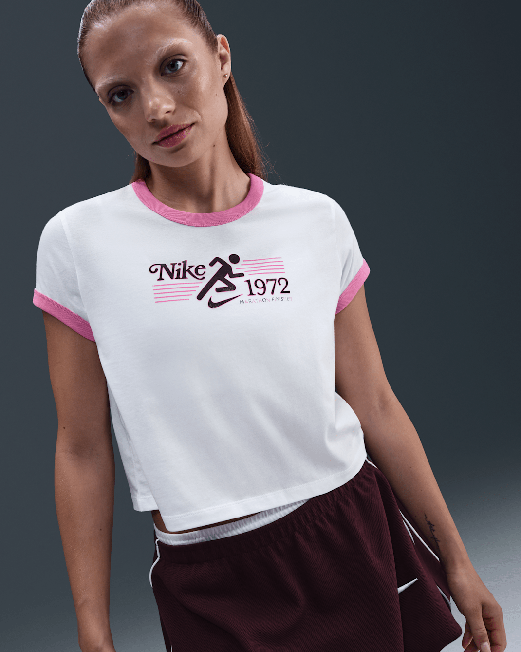 Nike Sportswear Women's Ringer T-Shirt - White/Playful Pink