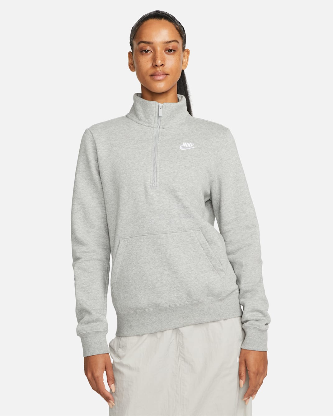 Nike Sportswear Club Fleece Women's 1/2-Zip Sweatshirt - Dark Grey Heather/White