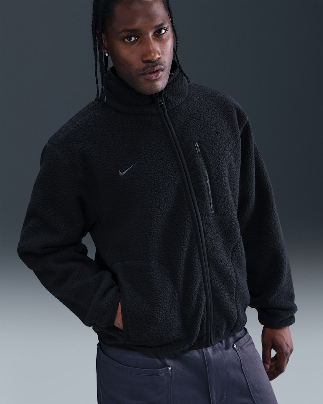 Chamarra acondicionada para el invierno para hombre Nike Sportswear Club - Negro