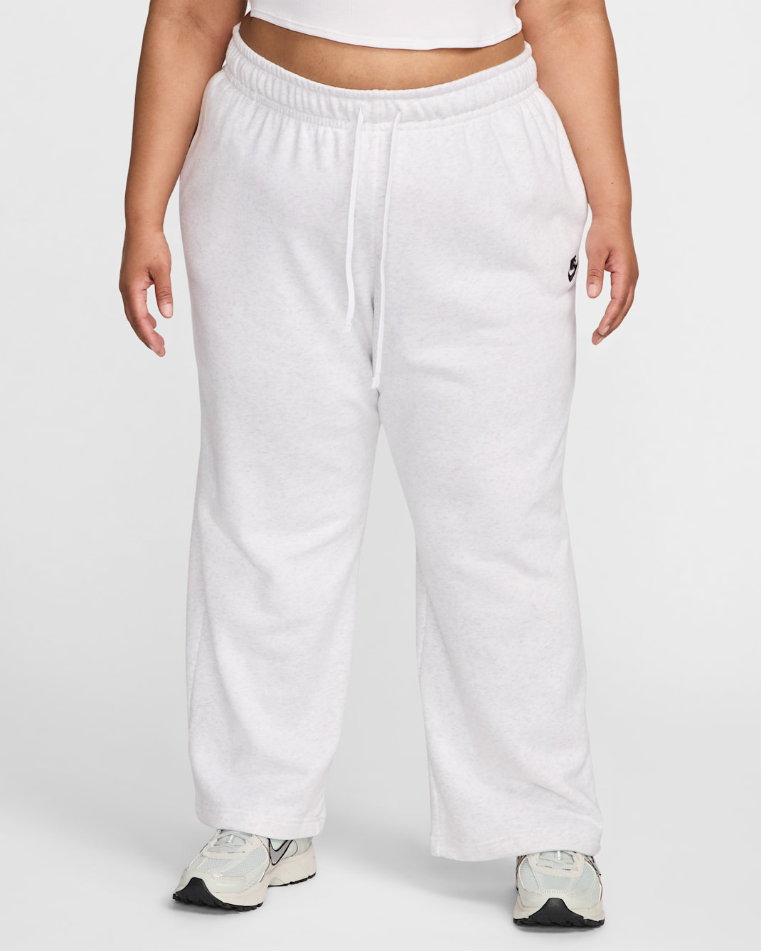 Nike Sportswear Club Fleece Women's Mid-Rise Wide-Leg Sweatpants (Plus Size) - Birch Heather/Black