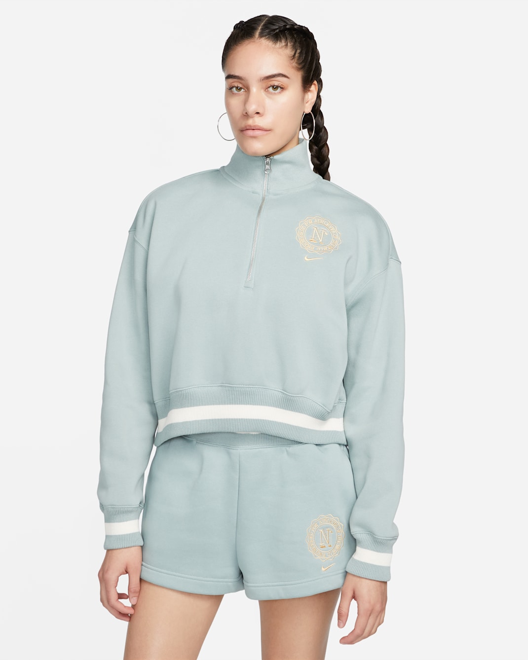 Nike Sportswear Phoenix Fleece Heritage Women's Oversized 1/2-Zip Crop Sweatshirt - Dusty Sage