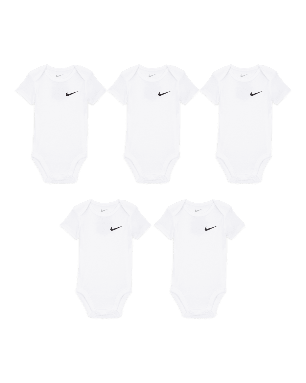 Nike Essentials Baby (0-9M) 5-Pack Bodysuit Set - White