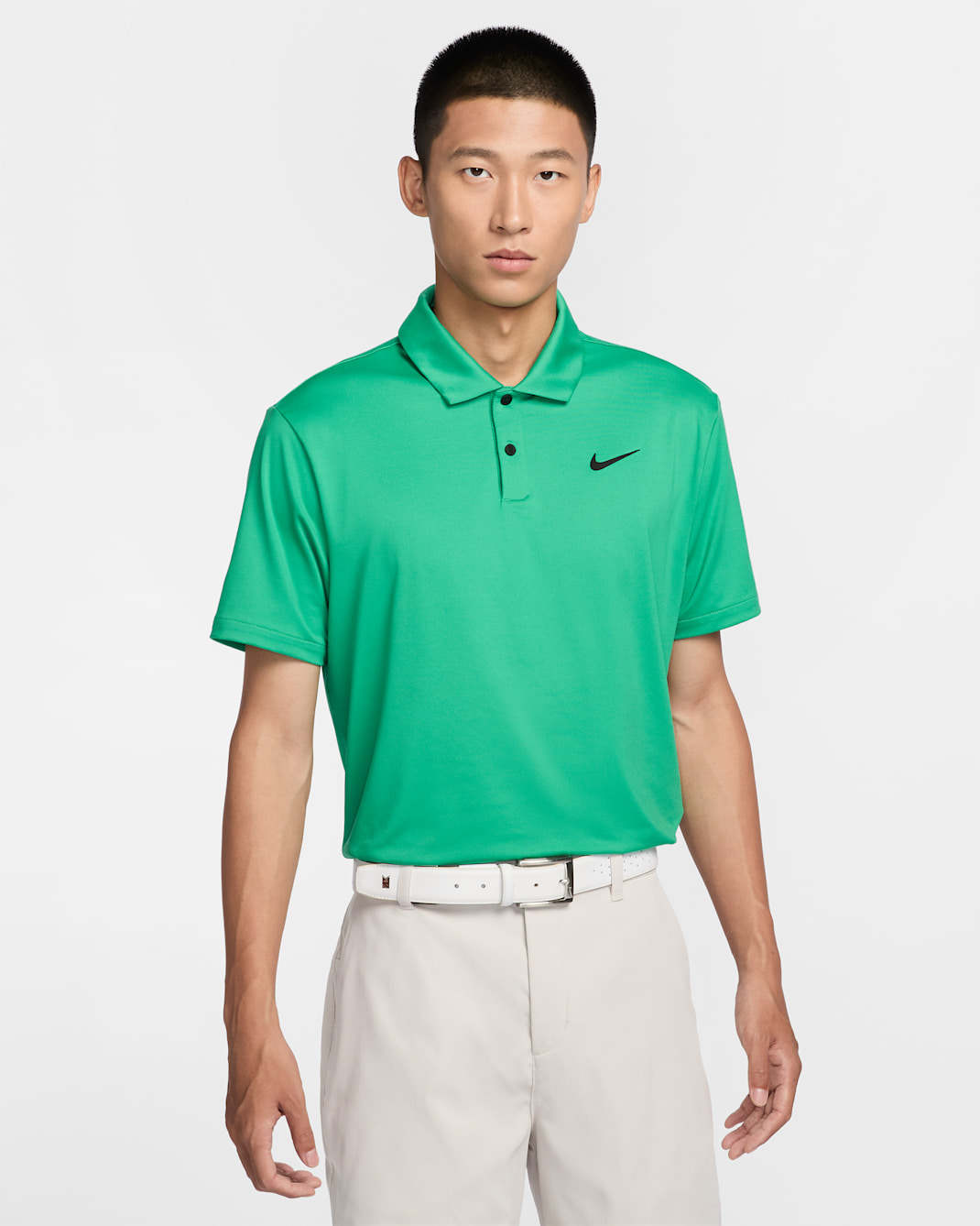 Nike Dri-FIT Tour 男款純色高爾夫球衫 - Stadium Green/黑色