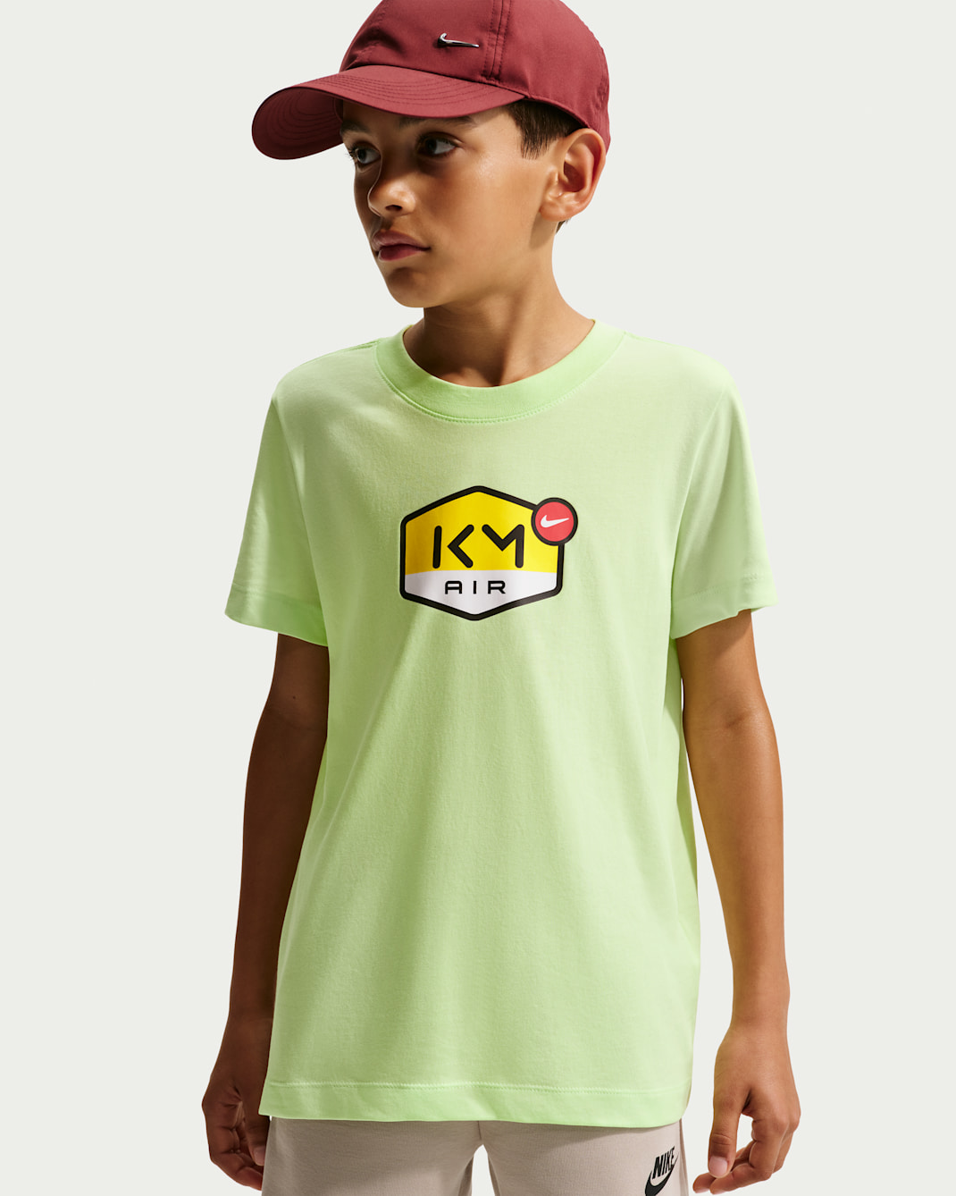 Playera Dri-FIT para niños talla grande Kylian Mbappé - Lima líquida claro