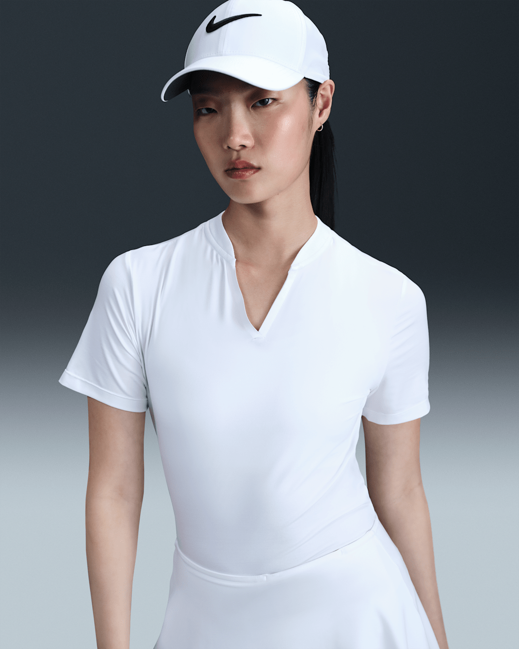 Nike Tour Women's Dri-FIT Short-Sleeve Blade Golf Polo - White/White/Black