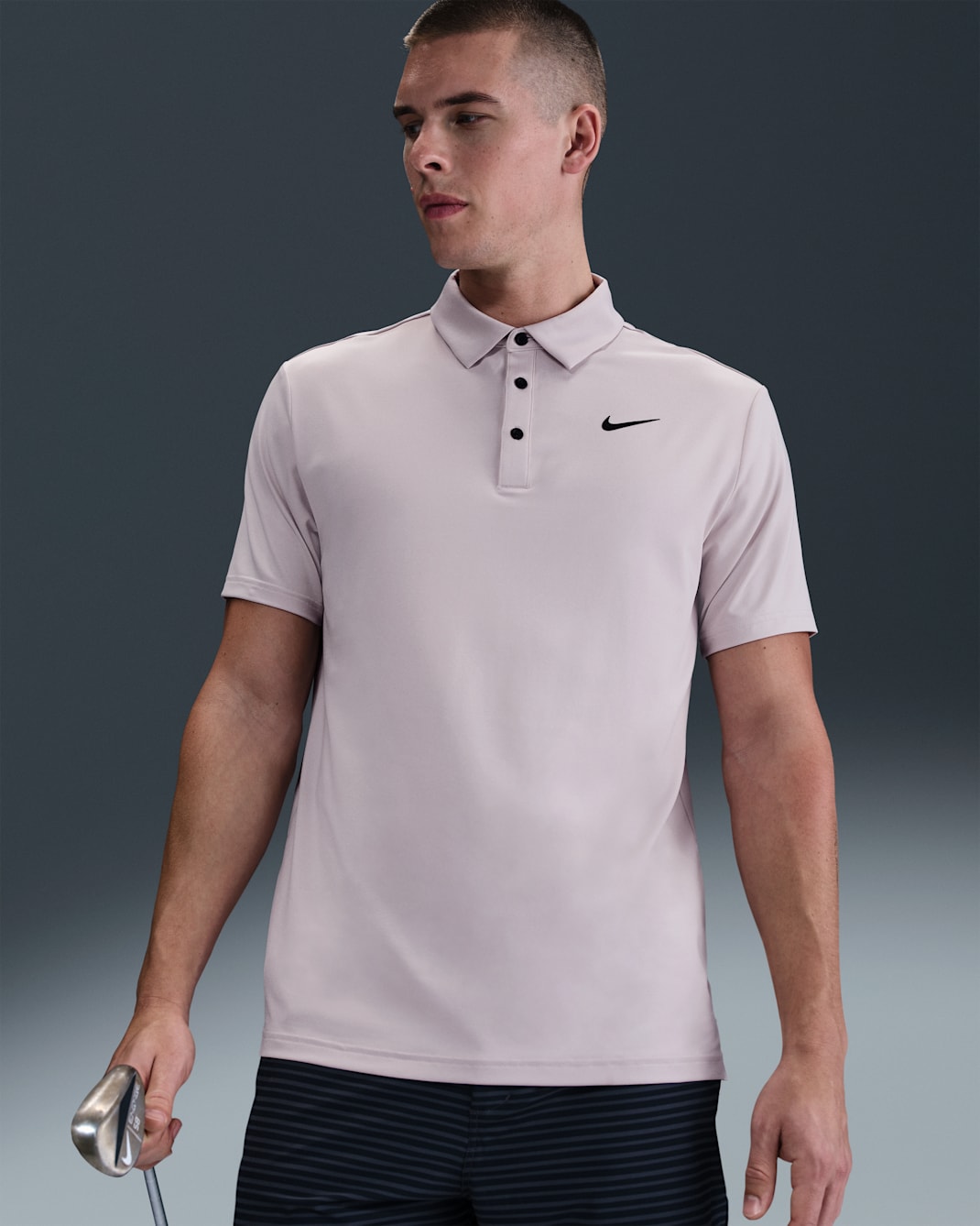 Nike Tour Men's Dri-FIT Heathered Golf Polo - Platinum Violet/Black