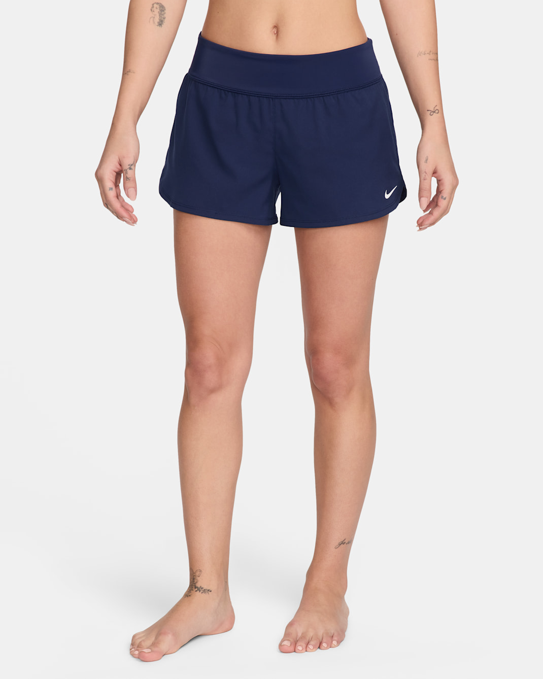 Shorts de playa para mujer Nike Swim - Azul marino medianoche/Blanco