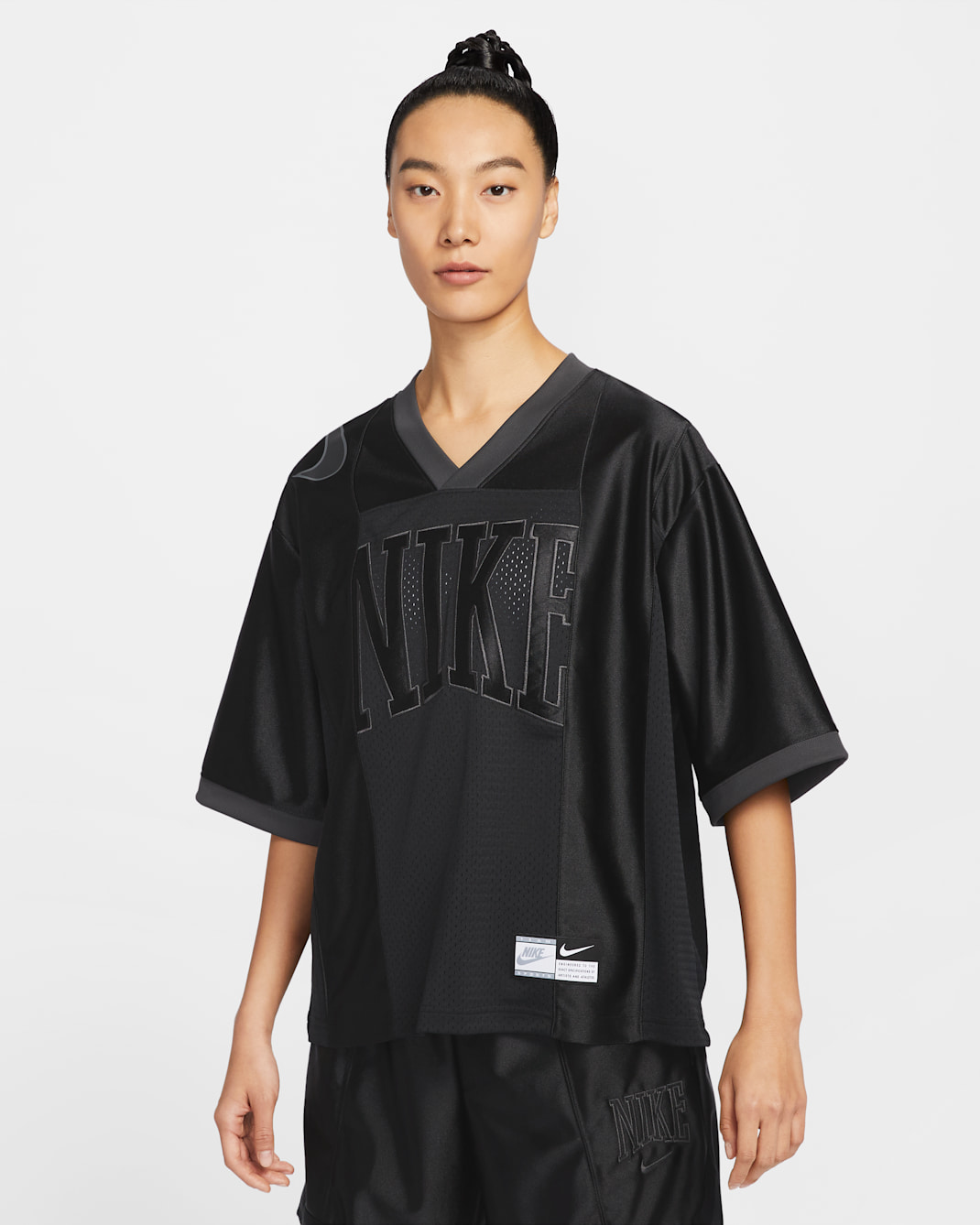 나이키 스포츠웨어 스트리트 여성 오버사이즈 반팔 그래픽 저지 - 블랙/앤트러사이트