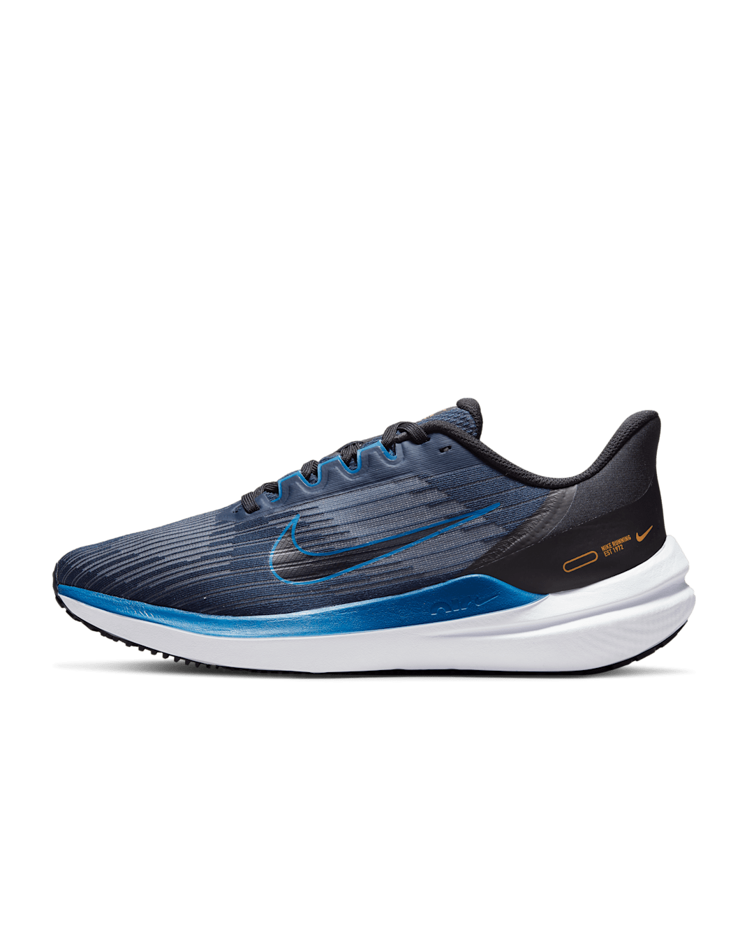Nike Winflo 9 Men's Road Running Shoes - Obsidian/Black/White/Dark Marina Blue