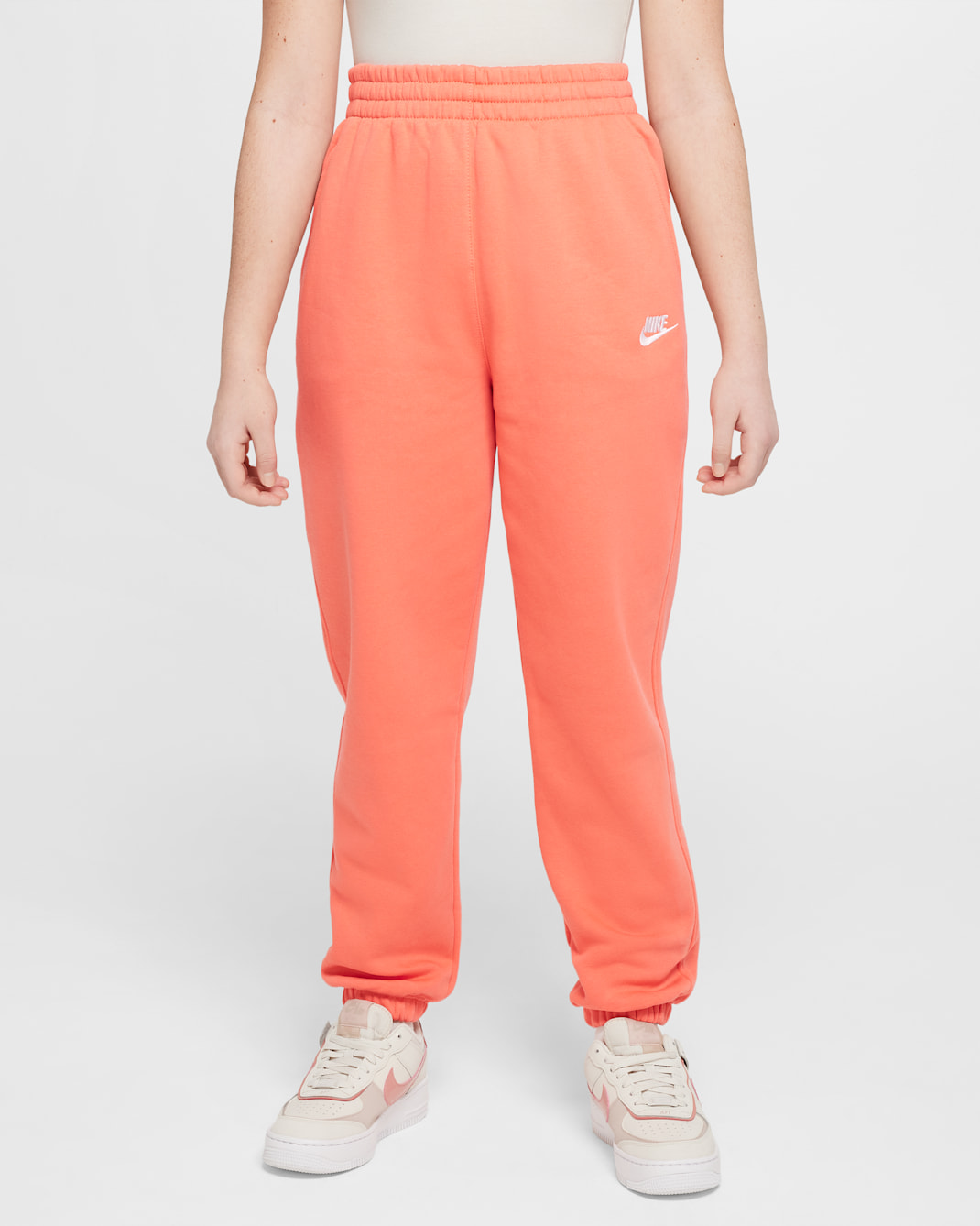 Nike Sportswear Club Fleece Big Kids' Loose Pants - Magic Ember/Magic Ember/White