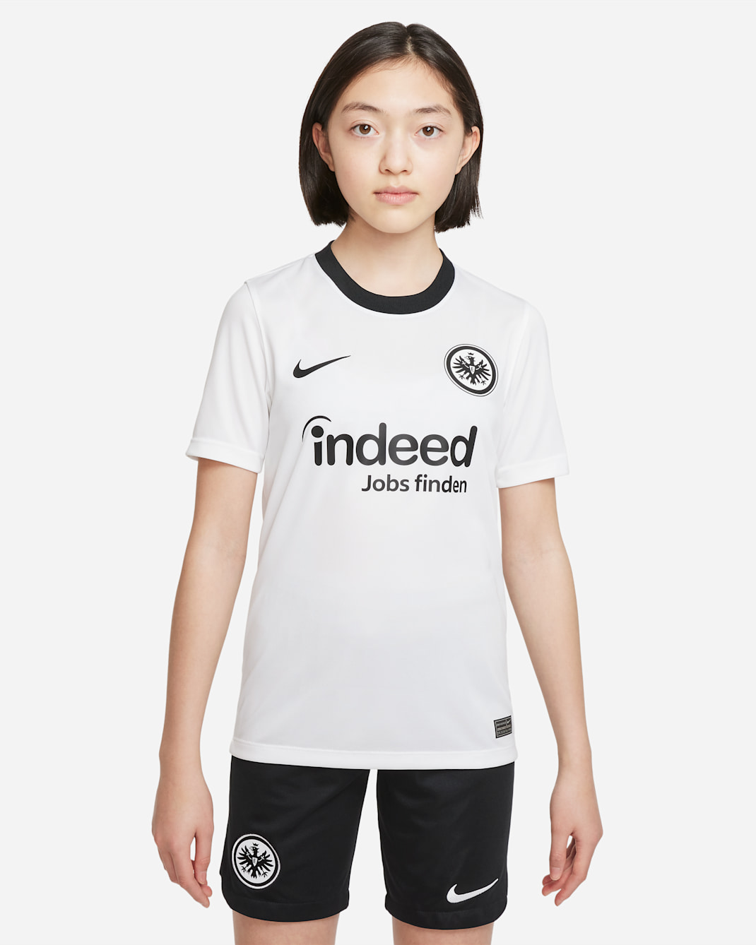 Eintracht Frankfurt 2022/23 Home Older Kids' Nike Dri-FIT Short-Sleeve Football Top - White/Black