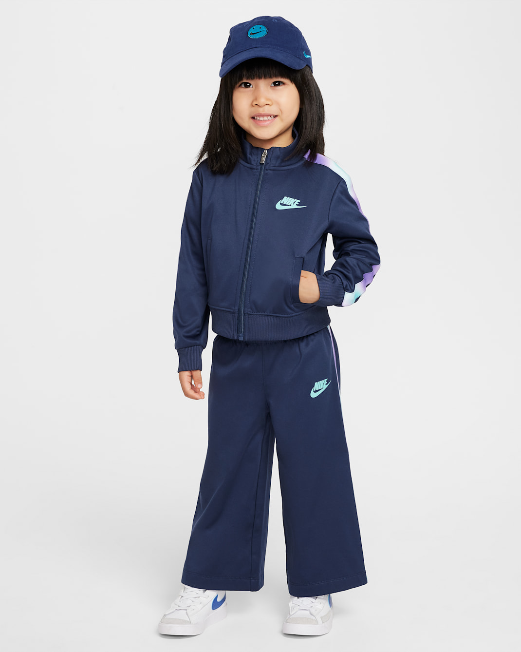 Conjunto de chamarra y pants infantil Nike Dri-FIT Solarized - Azul marino medianoche