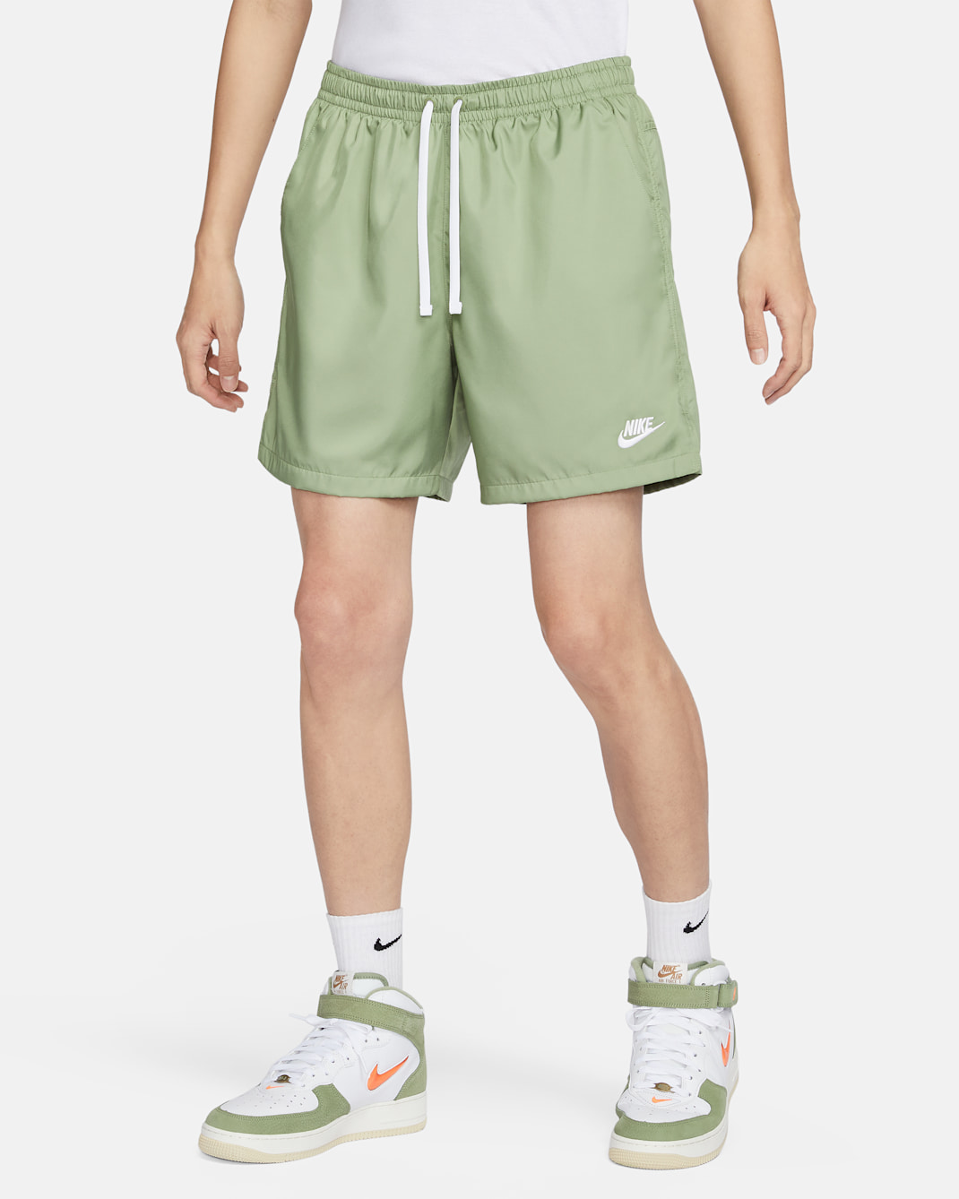 Nike Sportswear Men's Woven Flow Shorts - Oil Green/White