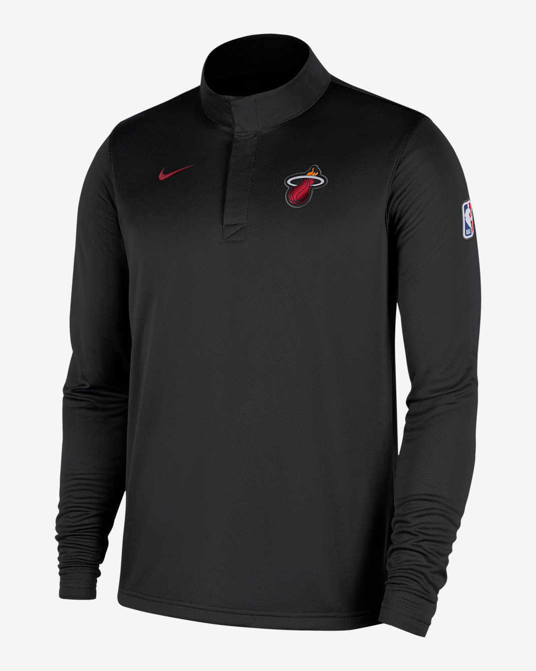 Miami Heat Men's Nike Dri-FIT NBA 1/4-Zip Long-Sleeve Top - Black/Tough Red