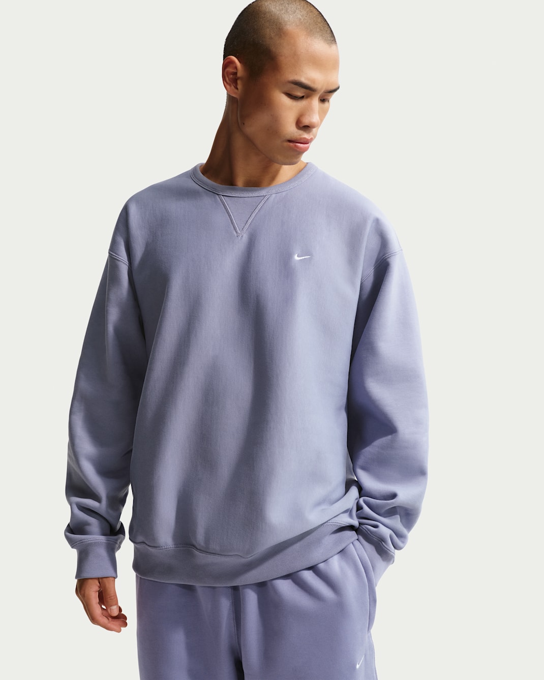 Nike Solo Swoosh Men's Fleece Crew - Iron Purple/White