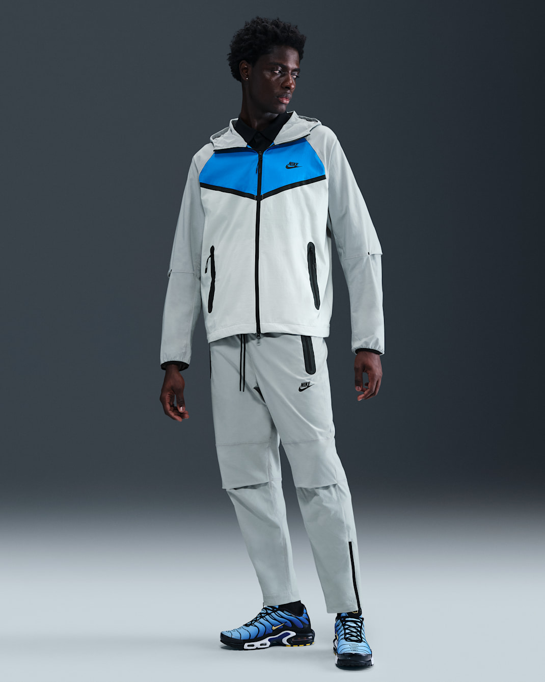 Nike Tech Men's Woven Open-Hem Trousers - Light Smoke Grey/Black