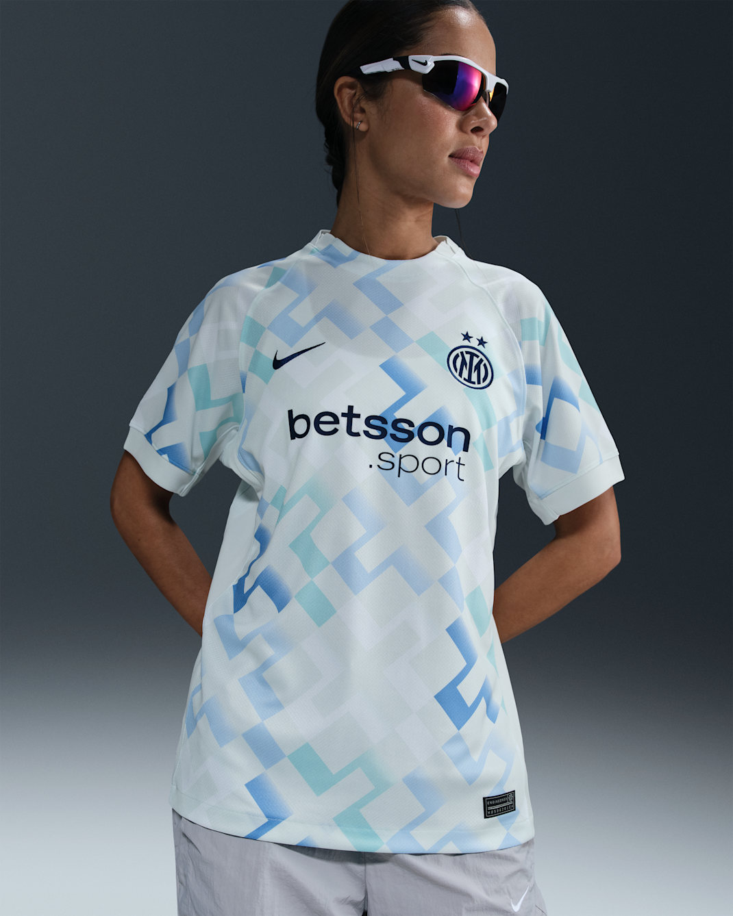Inter Milan 2025/26 Stadium Away Women's Nike Dri-FIT Football Replica Shirt - Ghost Aqua/White/Blue Void