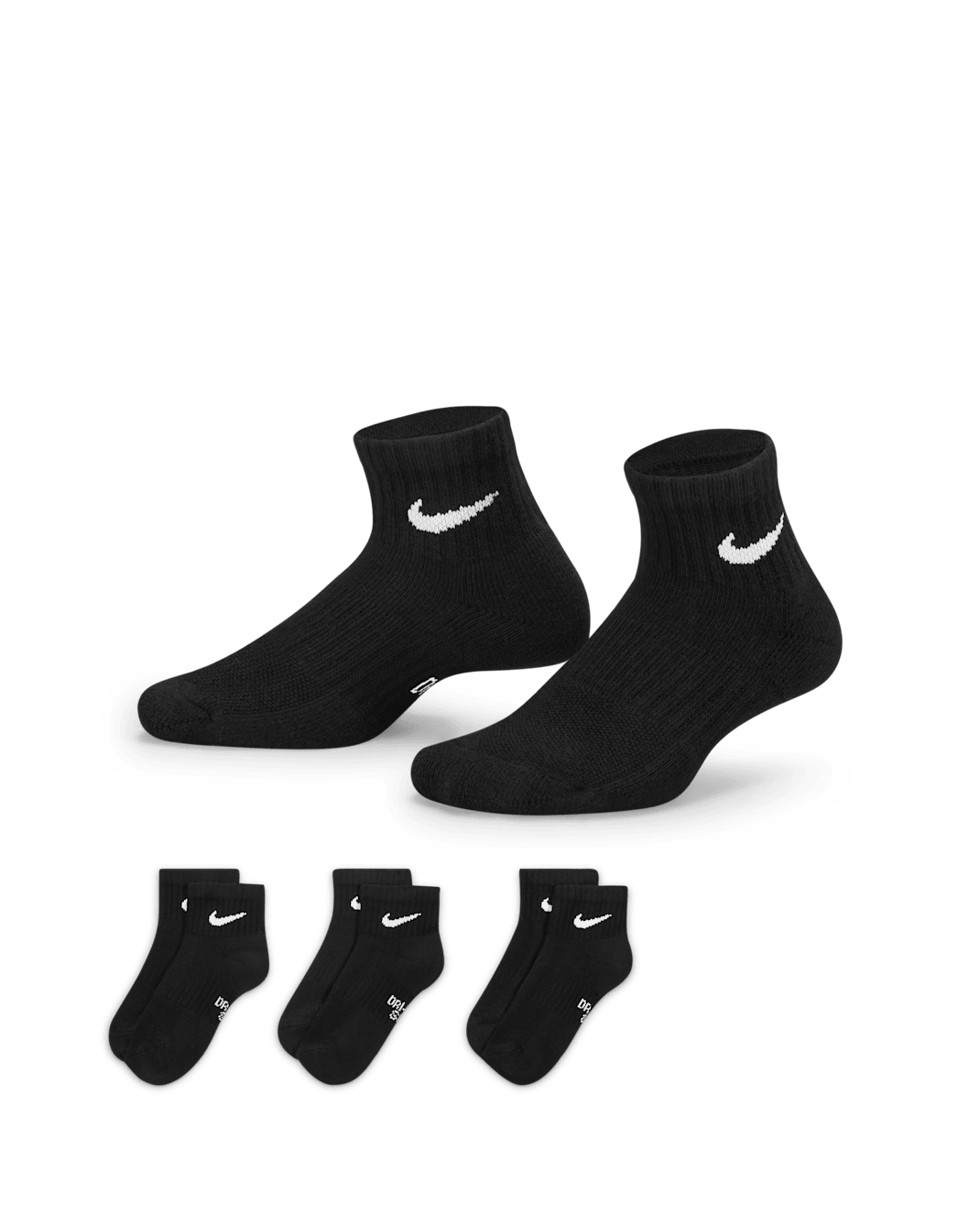 ถุงเท้าหุ้มข้อลดแรงกระแทกเด็กโต Nike Everyday (3 คู่) - ดำ/ขาว