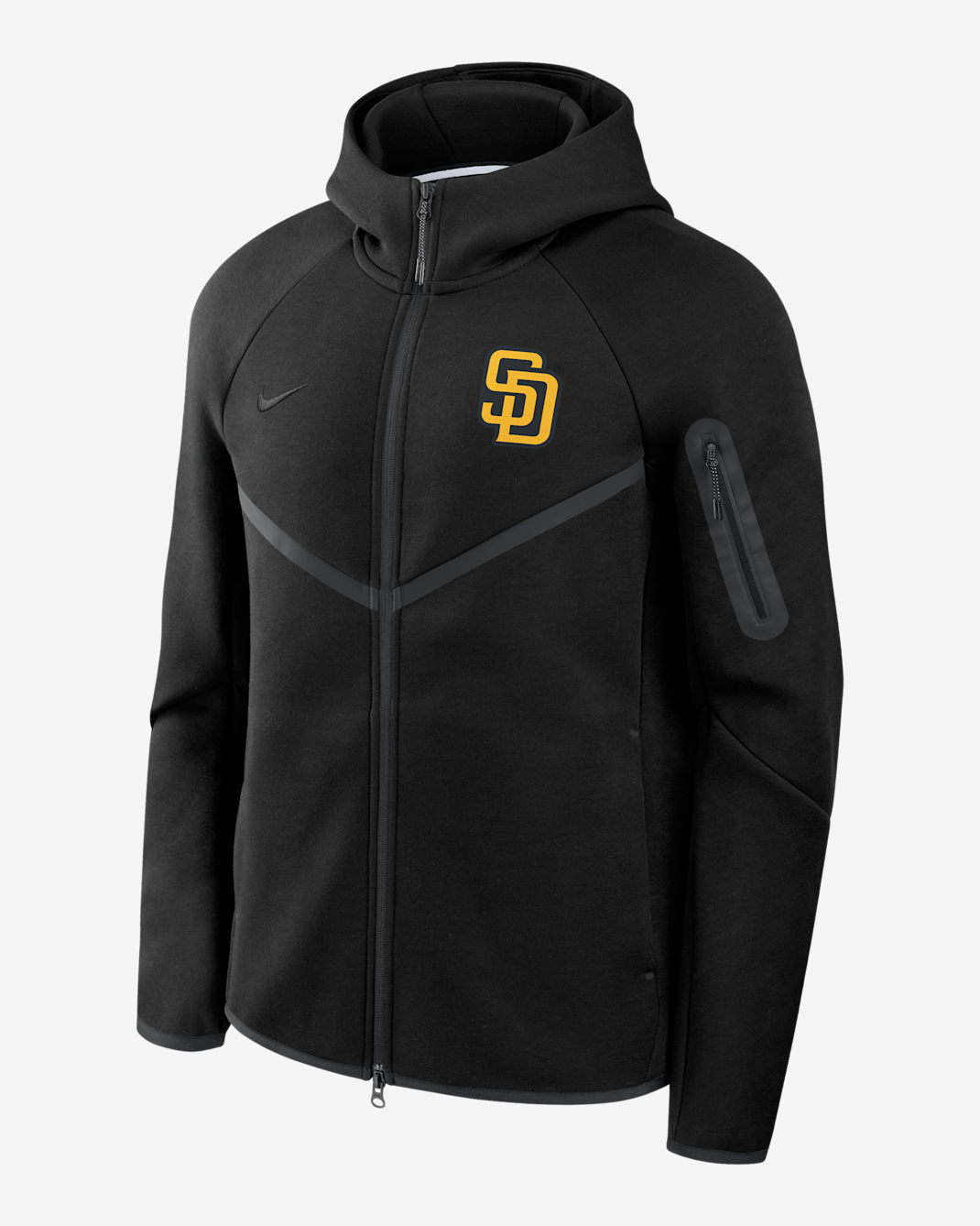Chamarra con gorro Nike de la MLB de cierre completo para hombre San Diego Padres Tech Fleece Windrunner - Negro