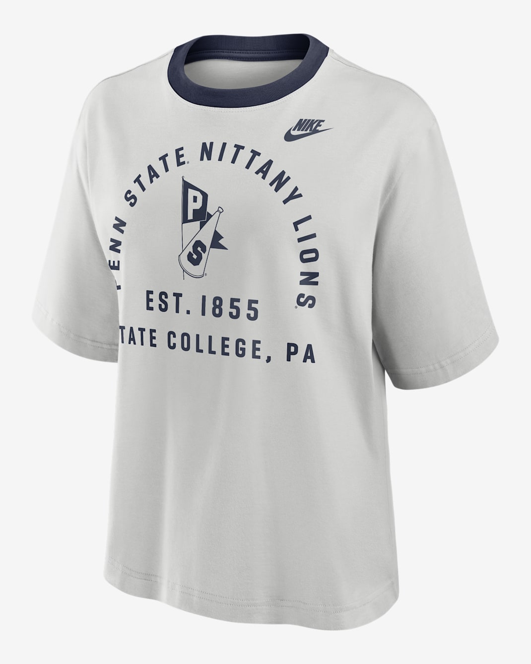 Penn State Legacy Arch Script Boxy Women's Nike College T-Shirt - Photon Dust