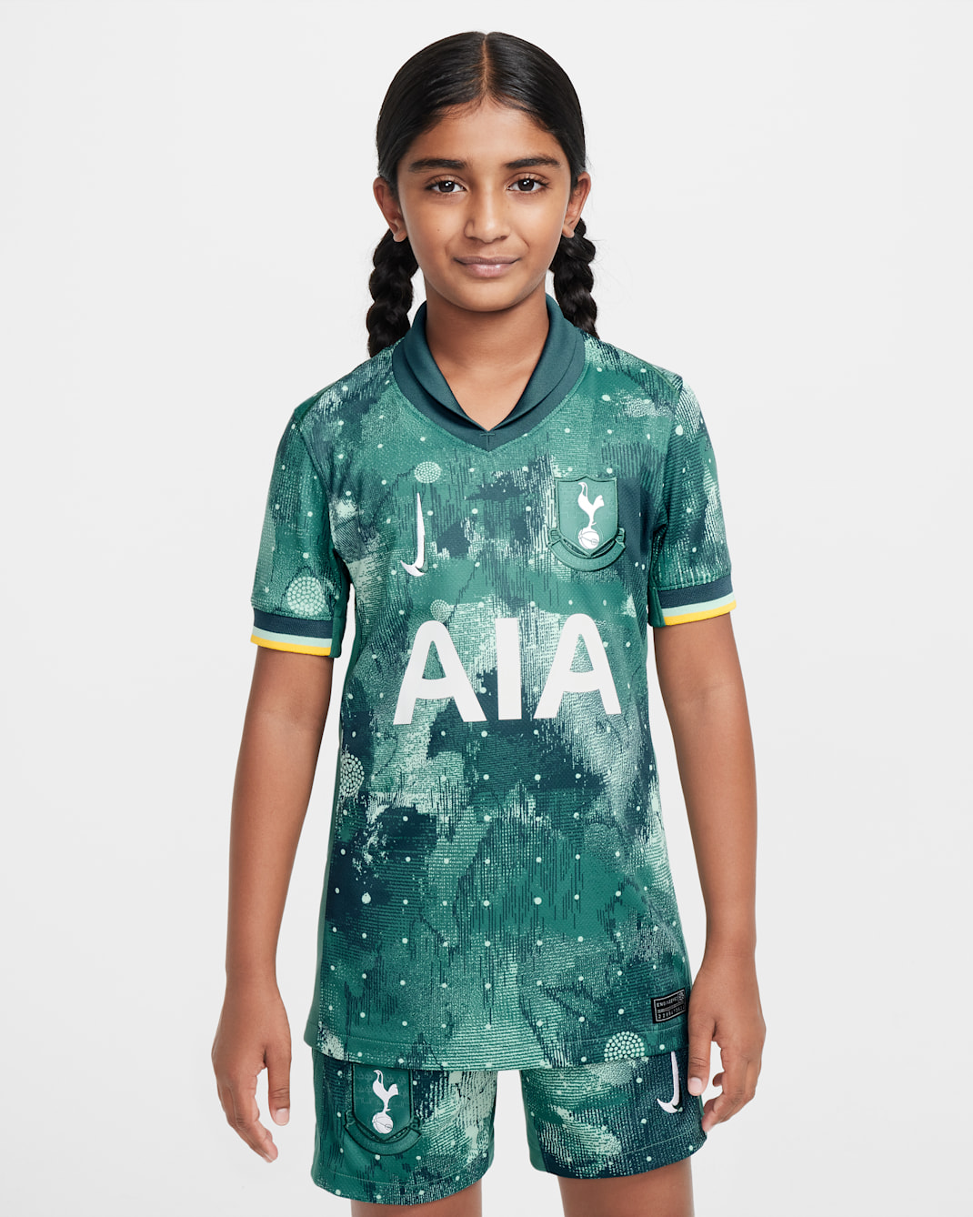 Maglia da calcio replica Nike Dri-FIT Tottenham Hotspur 2024/25 Stadium per ragazzo/a – Terza - Enamel Green/Bicoastal/Bianco
