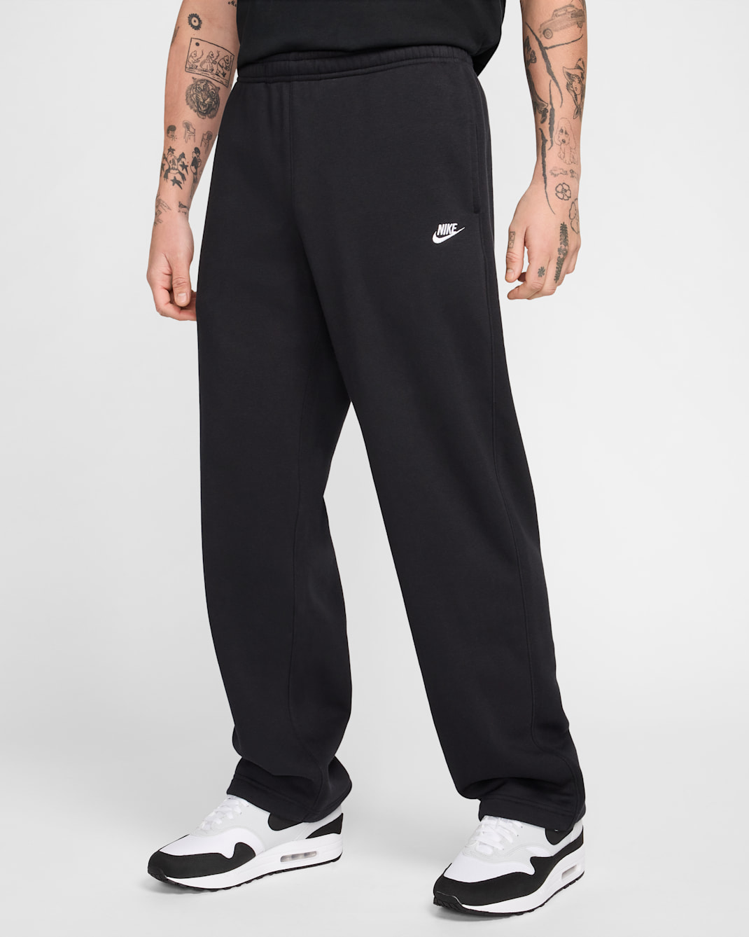 Pants de tejido Fleece con cordón elástico para hombre Nike Club - Negro/Negro/Blanco